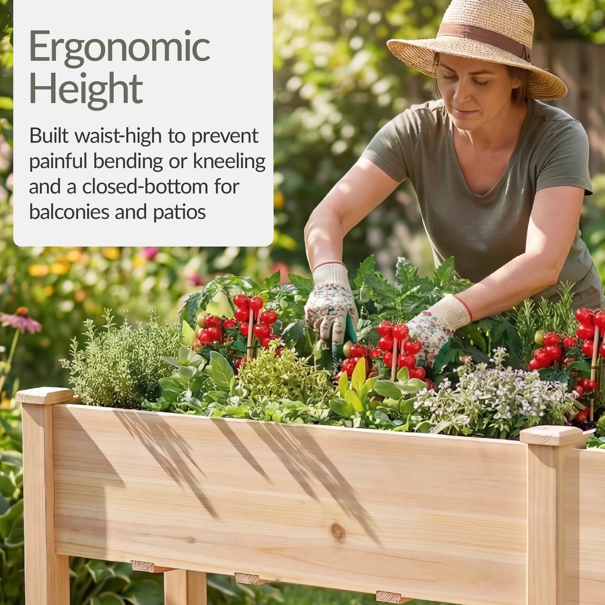 Raised Garden Bed, Elevated Wood Garden Planter Stand - 72x24x30in - Image 46