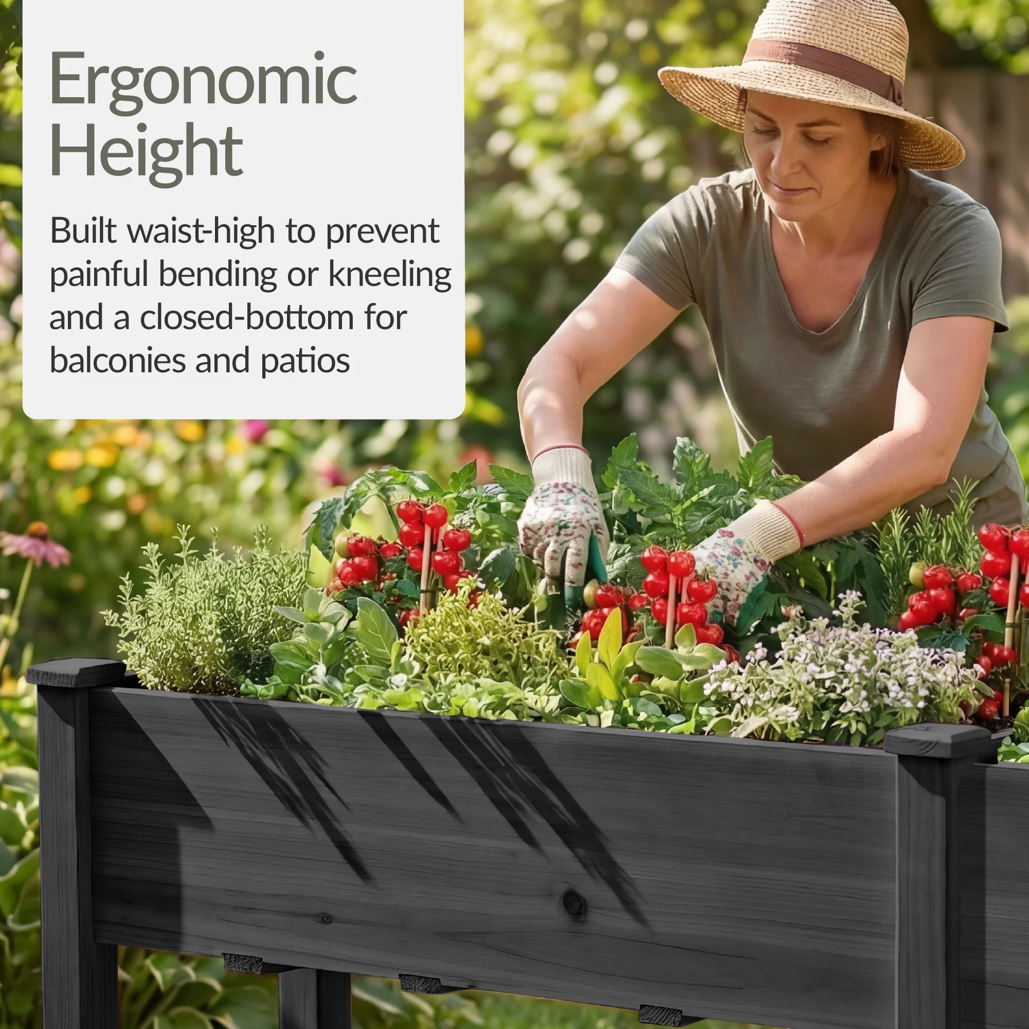 Raised Garden Bed, Elevated Wood Garden Planter Stand - 72x24x30in - Image 53