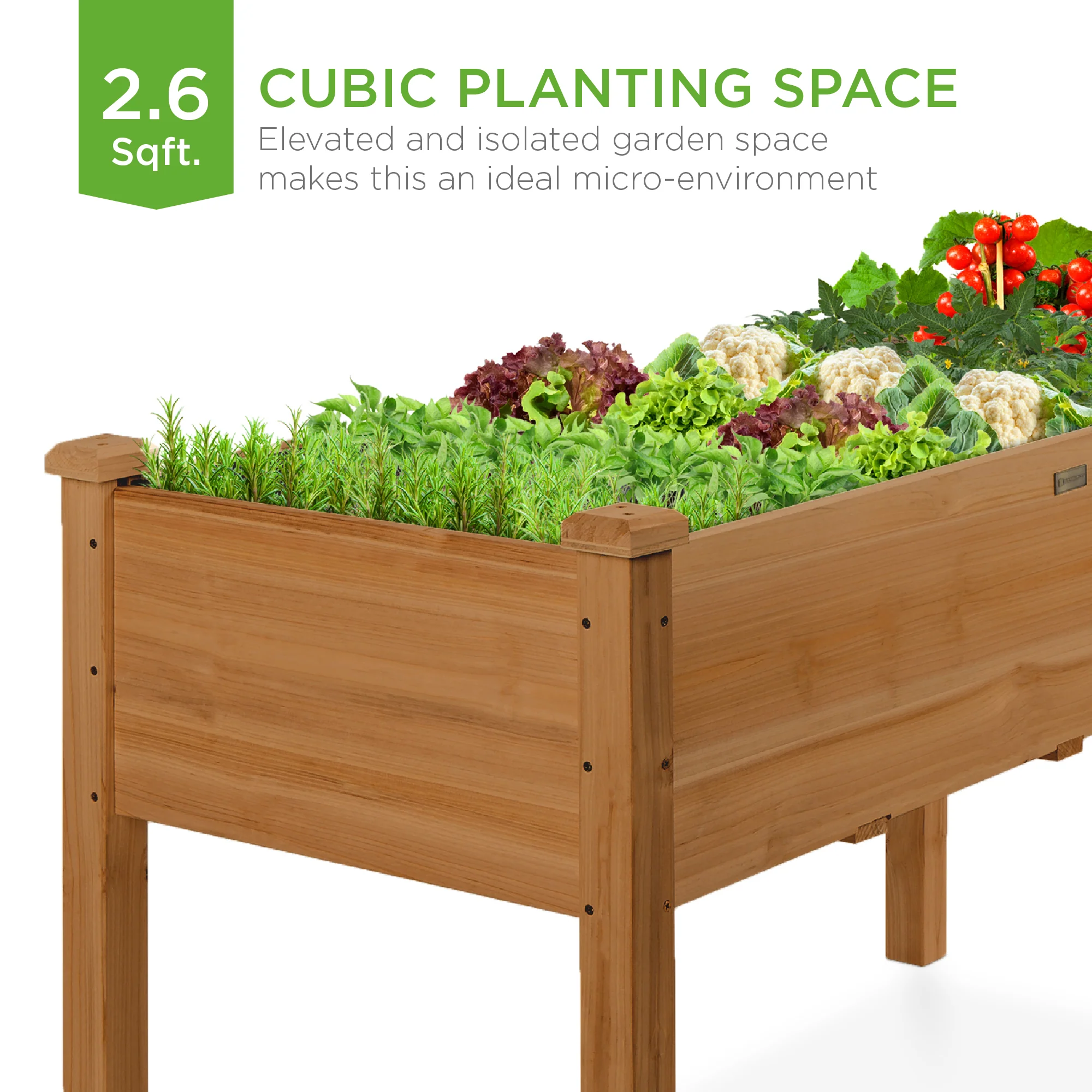 Raised Garden Bed, Elevated Wood Planter Box Stand w/ Bed Liner - 34x18x30in - Image 10