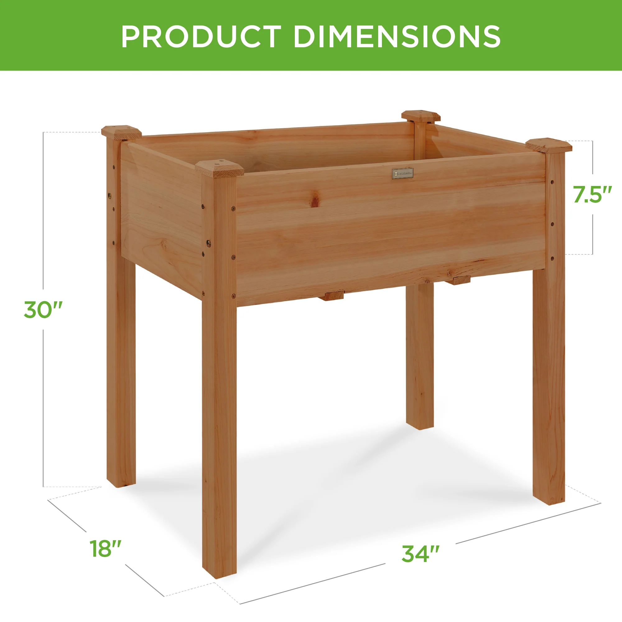 Raised Garden Bed, Elevated Wood Planter Box Stand w/ Bed Liner - 34x18x30in - Image 14