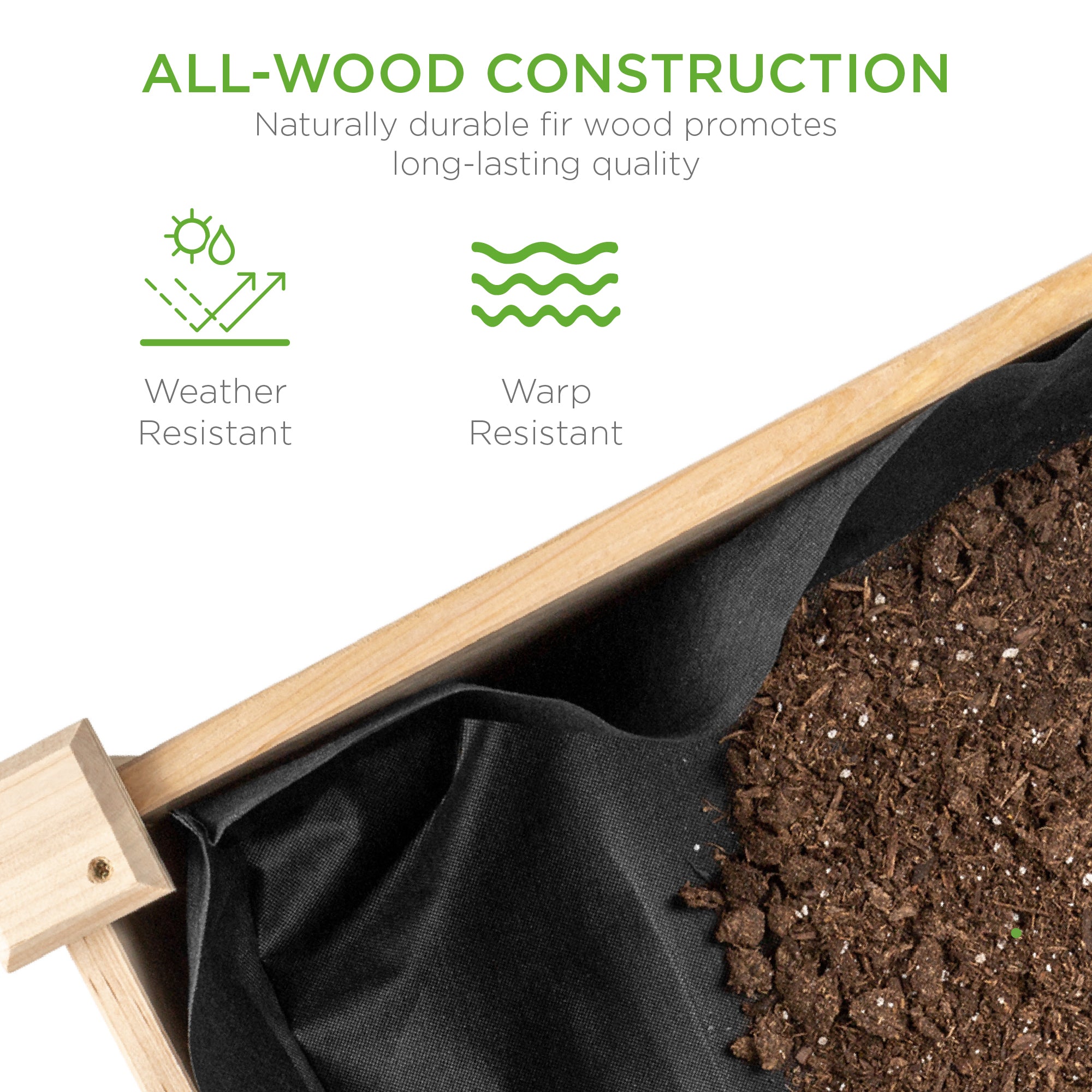 Raised Garden Bed, Elevated Wood Planter Box Stand w/ Bed Liner - 34x18x30in - Image 5
