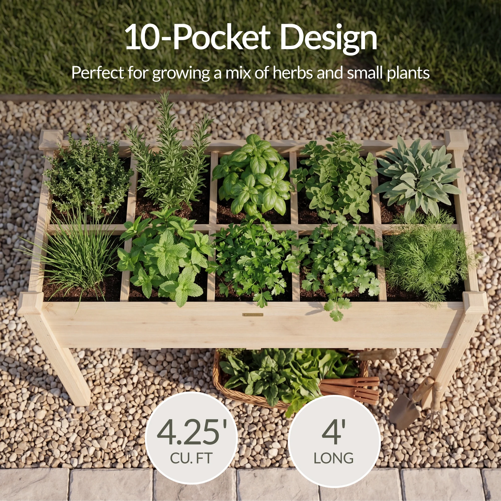 Raised Garden Bed Planter Box with 10 Grid Sections - Image 3