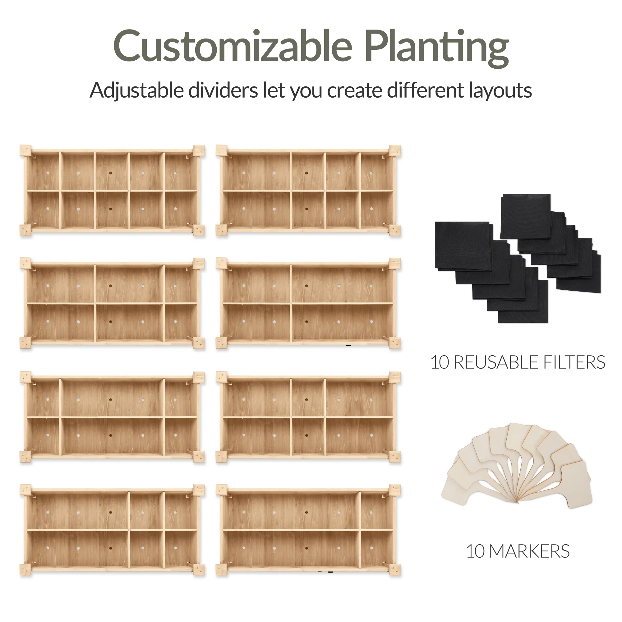 Raised Garden Bed Planter Box with 10 Grid Sections - Image 4