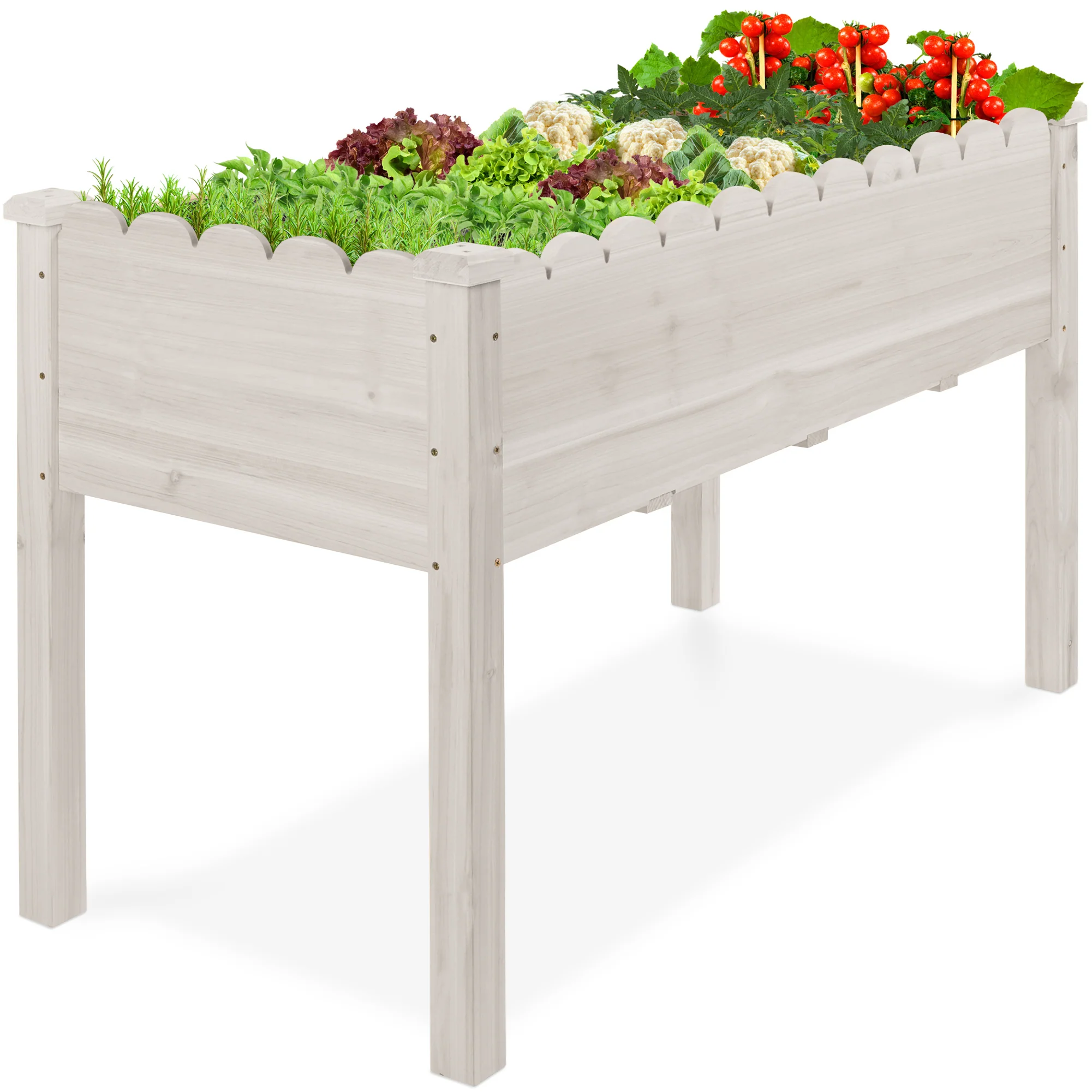 Raised Garden Bed, Scalloped Elevated Wooden Planter Box - 48x24x30in - Image 9