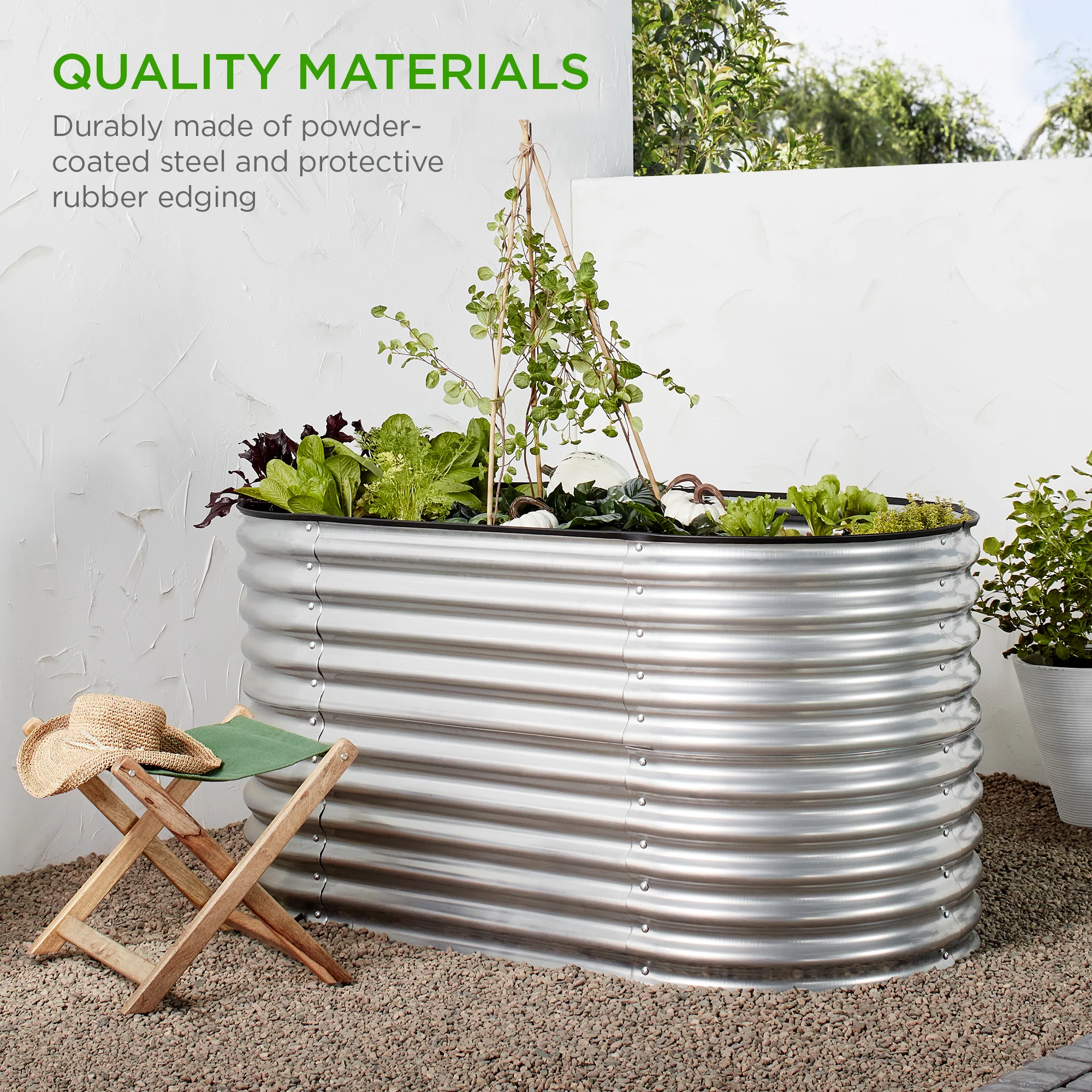 Raised Oval Garden Bed, Customizable Elevated Outdoor Metal Planter - 63in - Image 13