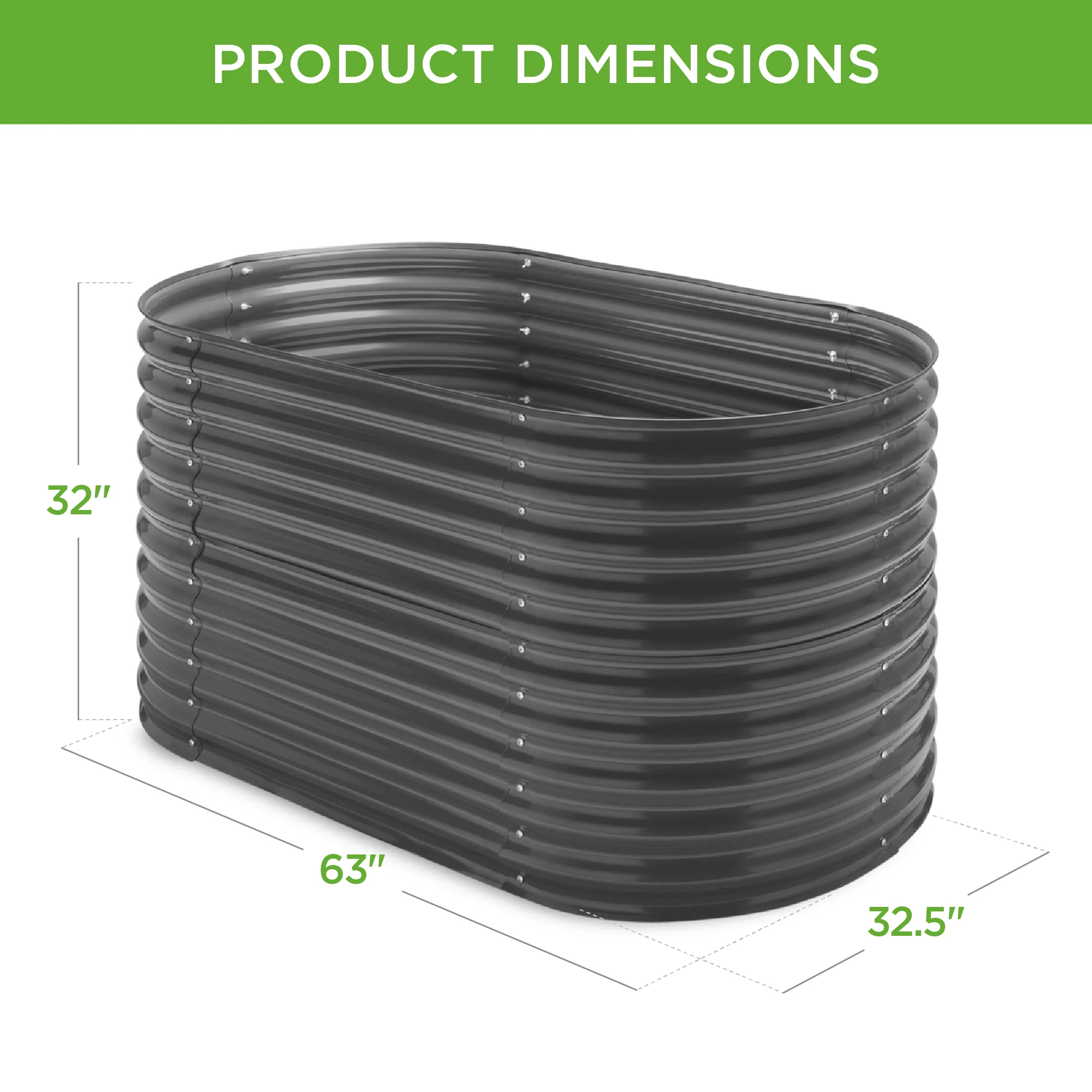 Raised Oval Garden Bed, Customizable Elevated Outdoor Metal Planter - 63in - Image 7
