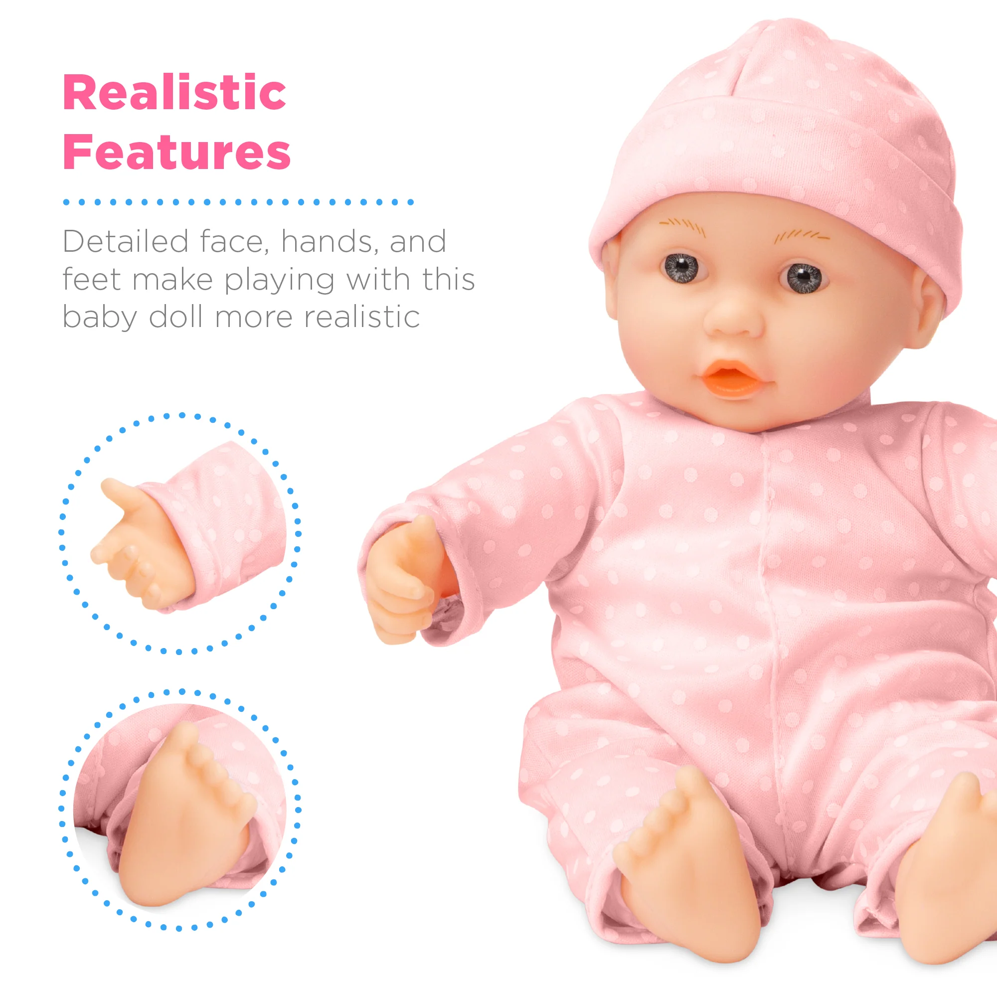 Realistic Baby Doll with Soft Body, Highchair, Potty, Accessories - 12.5in - Image 3