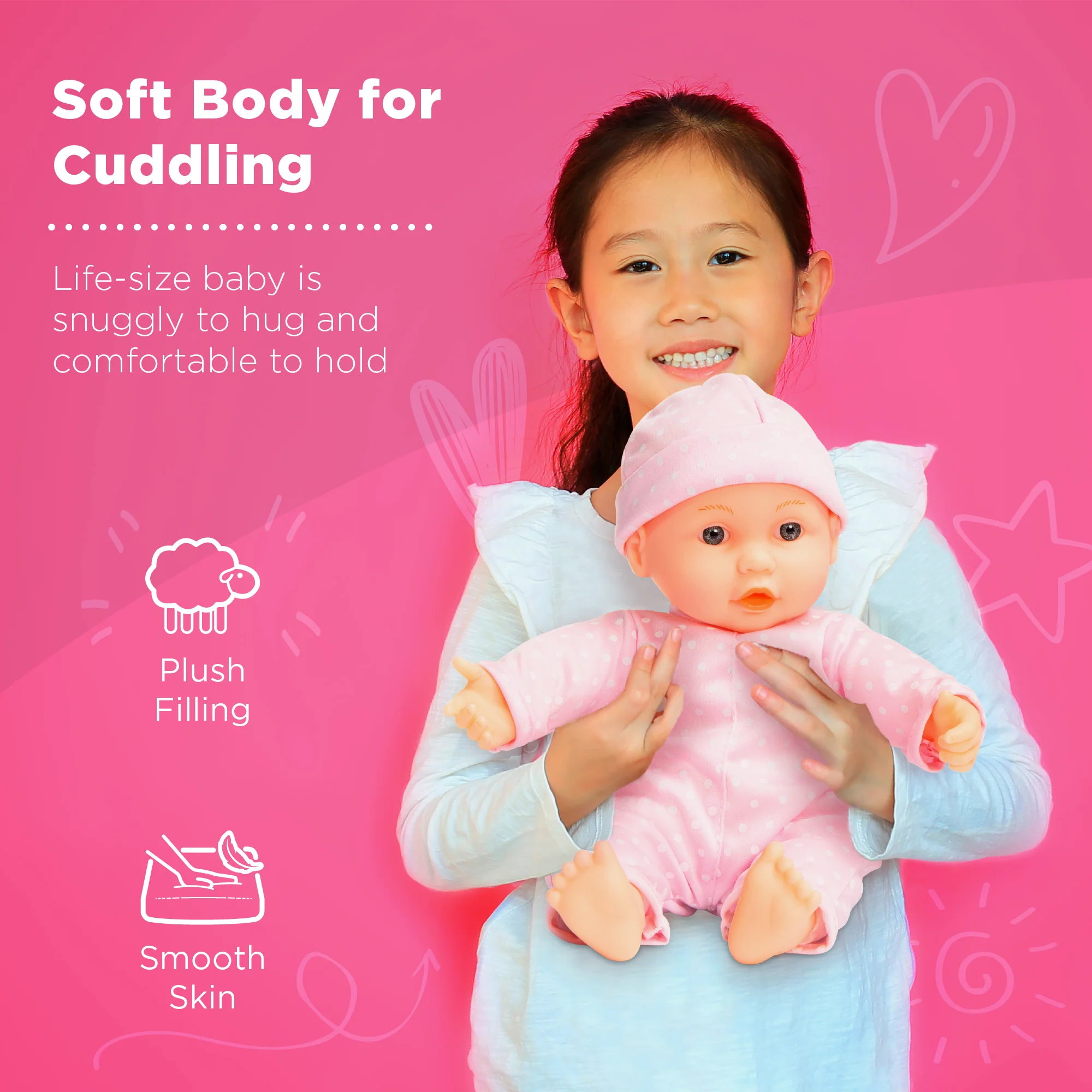 Realistic Baby Doll with Soft Body, Highchair, Potty, Accessories - 12.5in - Image 4
