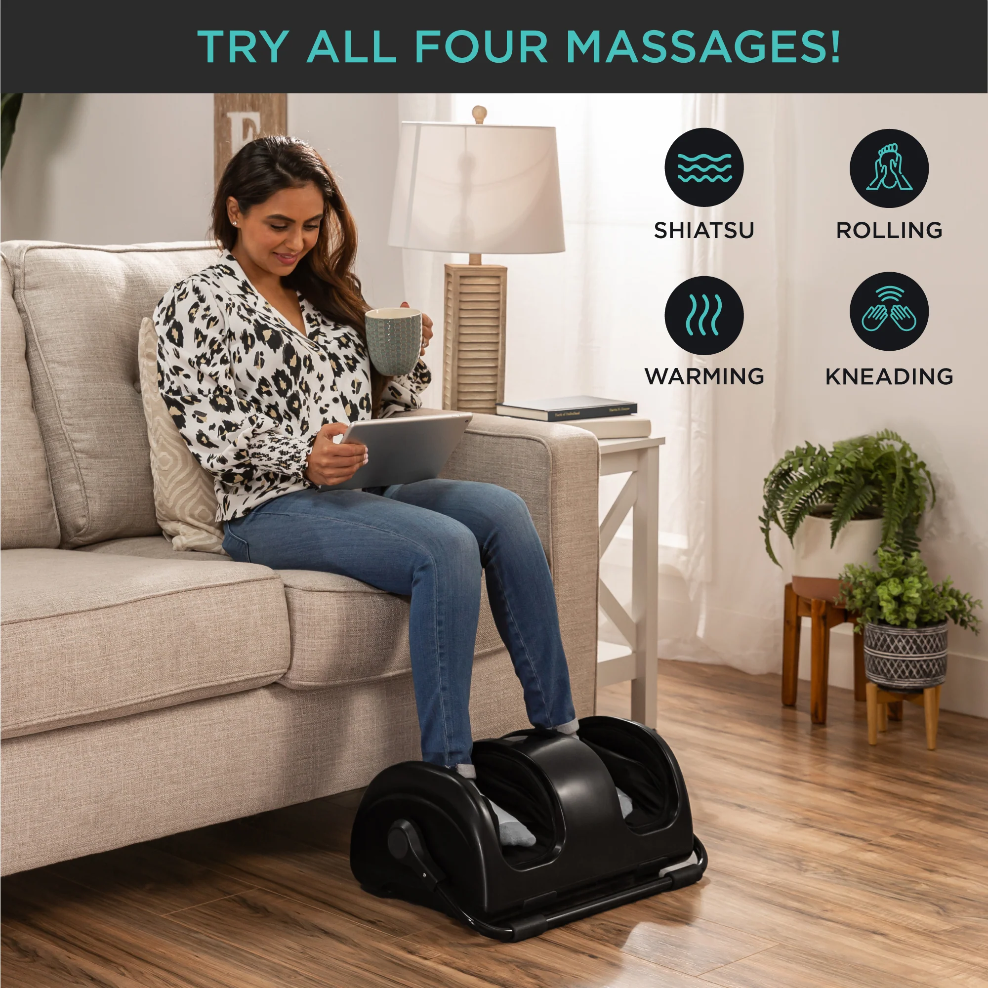 Reflexology Shiatsu Foot Massager w/ High-Intensity Rollers, Remote Control - Image 12