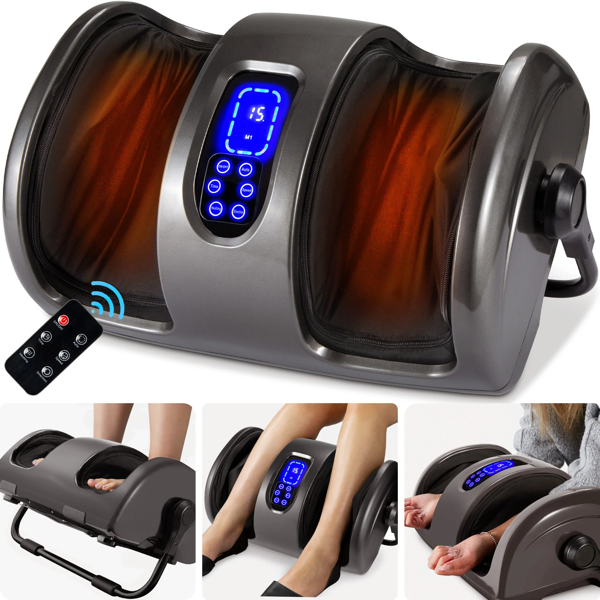 Reflexology Shiatsu Foot Massager w/ High-Intensity Rollers, Remote Control - Image 57