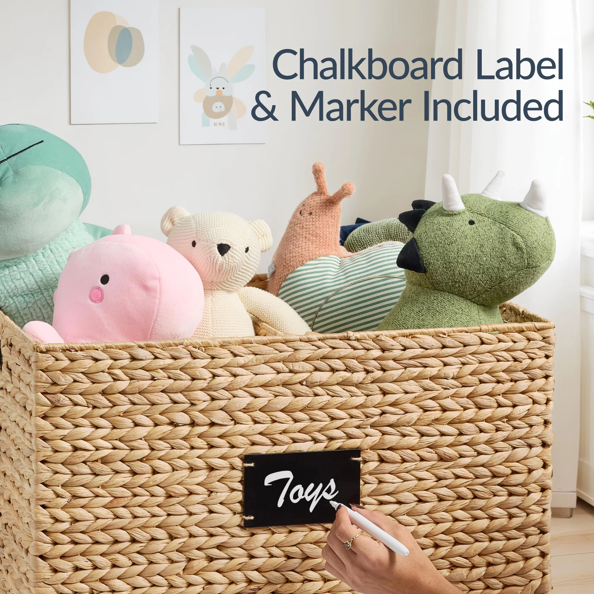 Rolling Pantry Storage Basket Organizer W/ Chalkboard Label, Handles, Removable Divider - Chestnut - Image 14