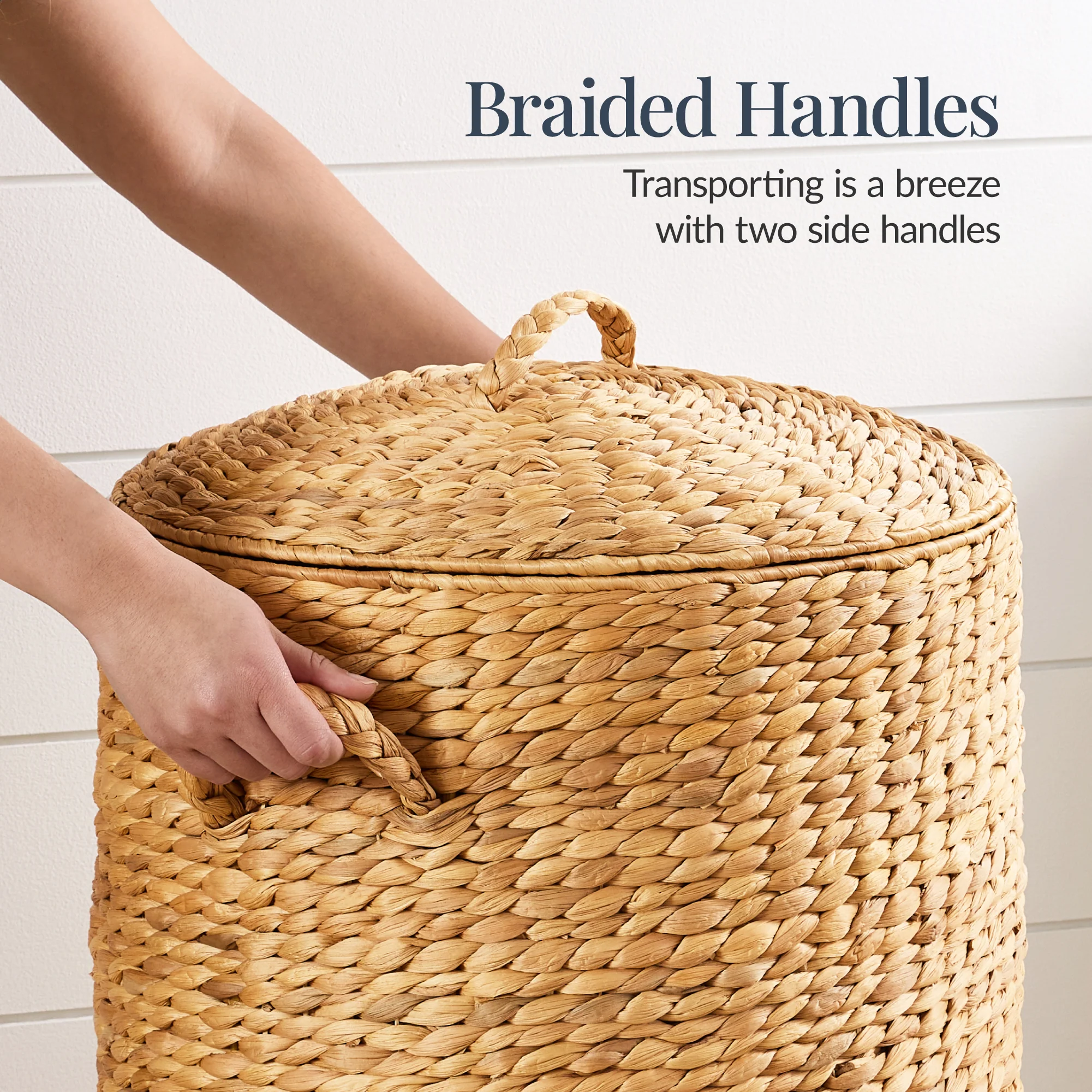 Round Laundry Hamper w/ Lid w/ Handles & Removable Liner - Image 6