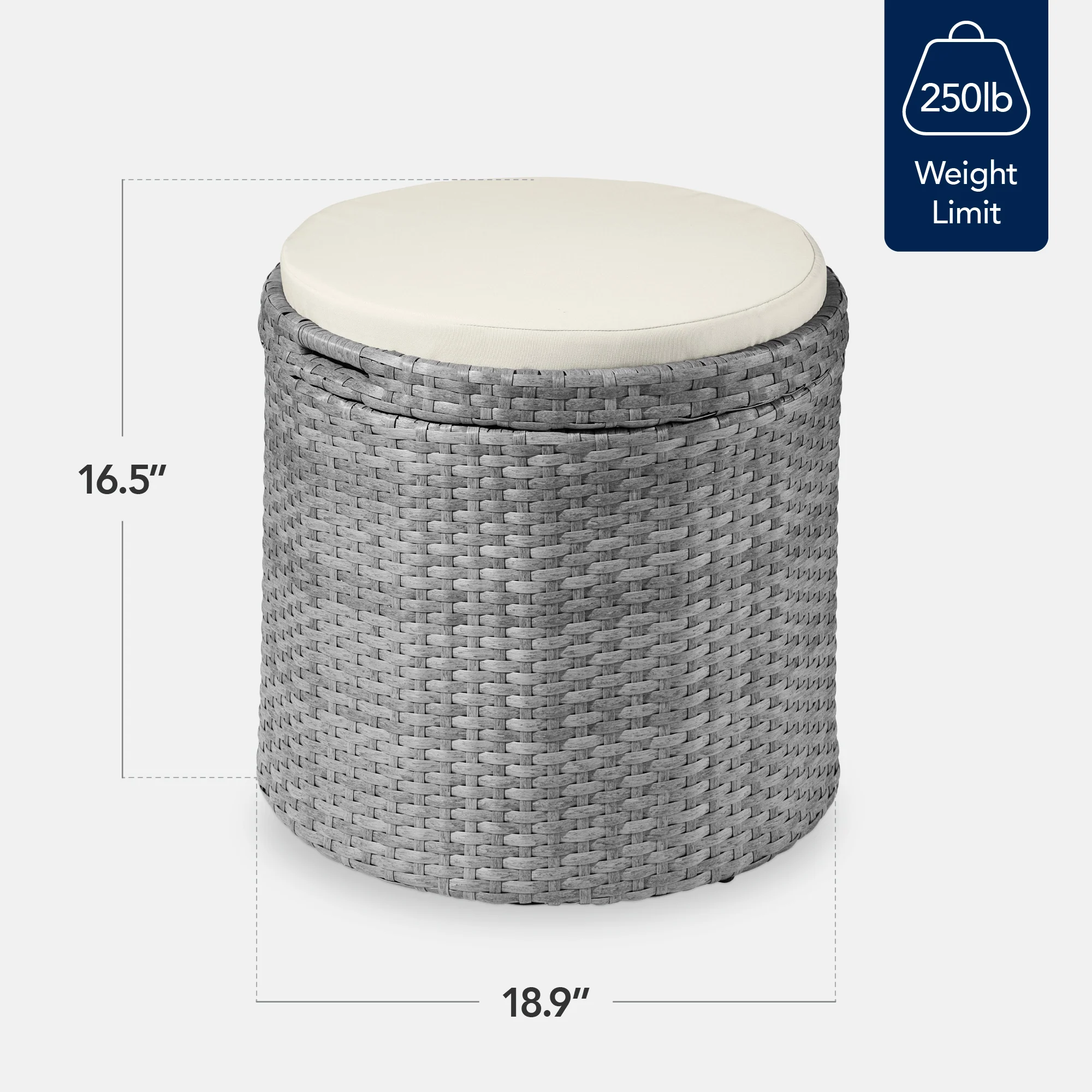 Round Wicker Ottoman, Multipurpose Furniture w/ Removable Cushion - Image 33