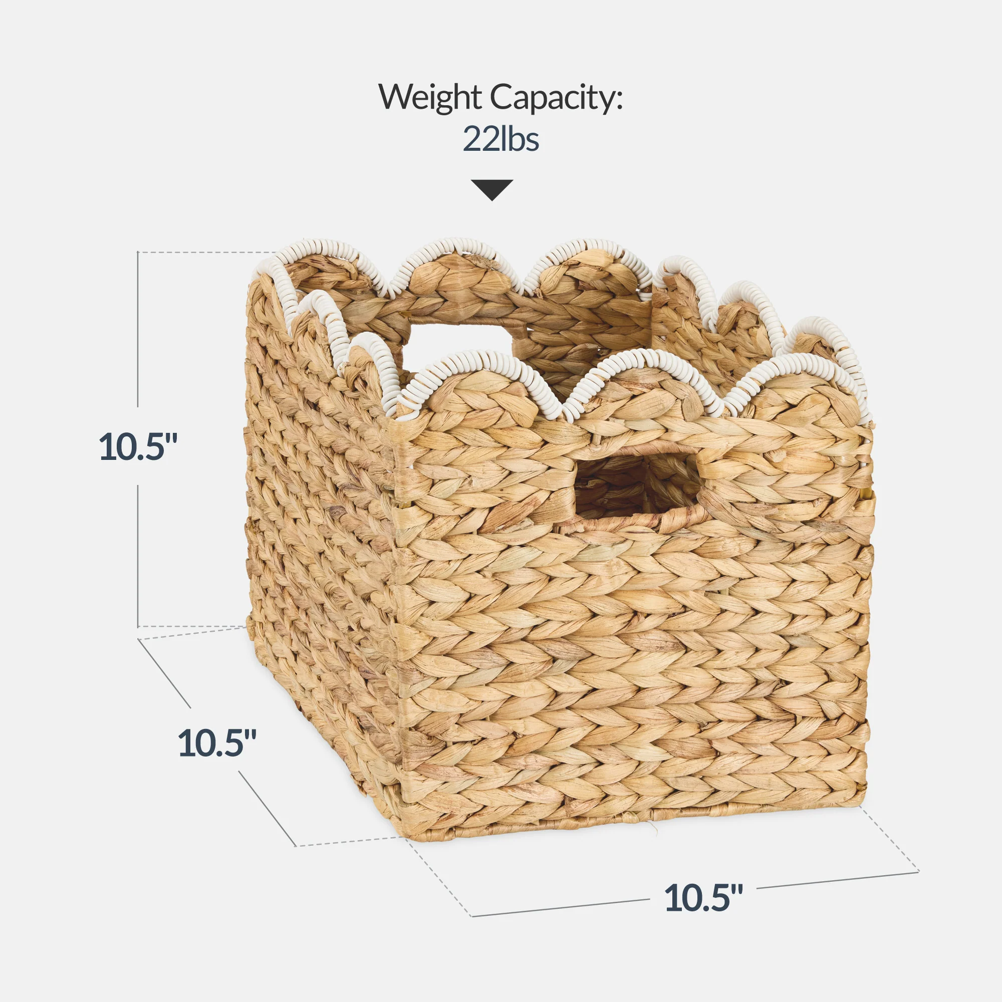 Scalloped 10.5 x 10.5in Hyacinth Storage Basket Set of 5 - Image 18