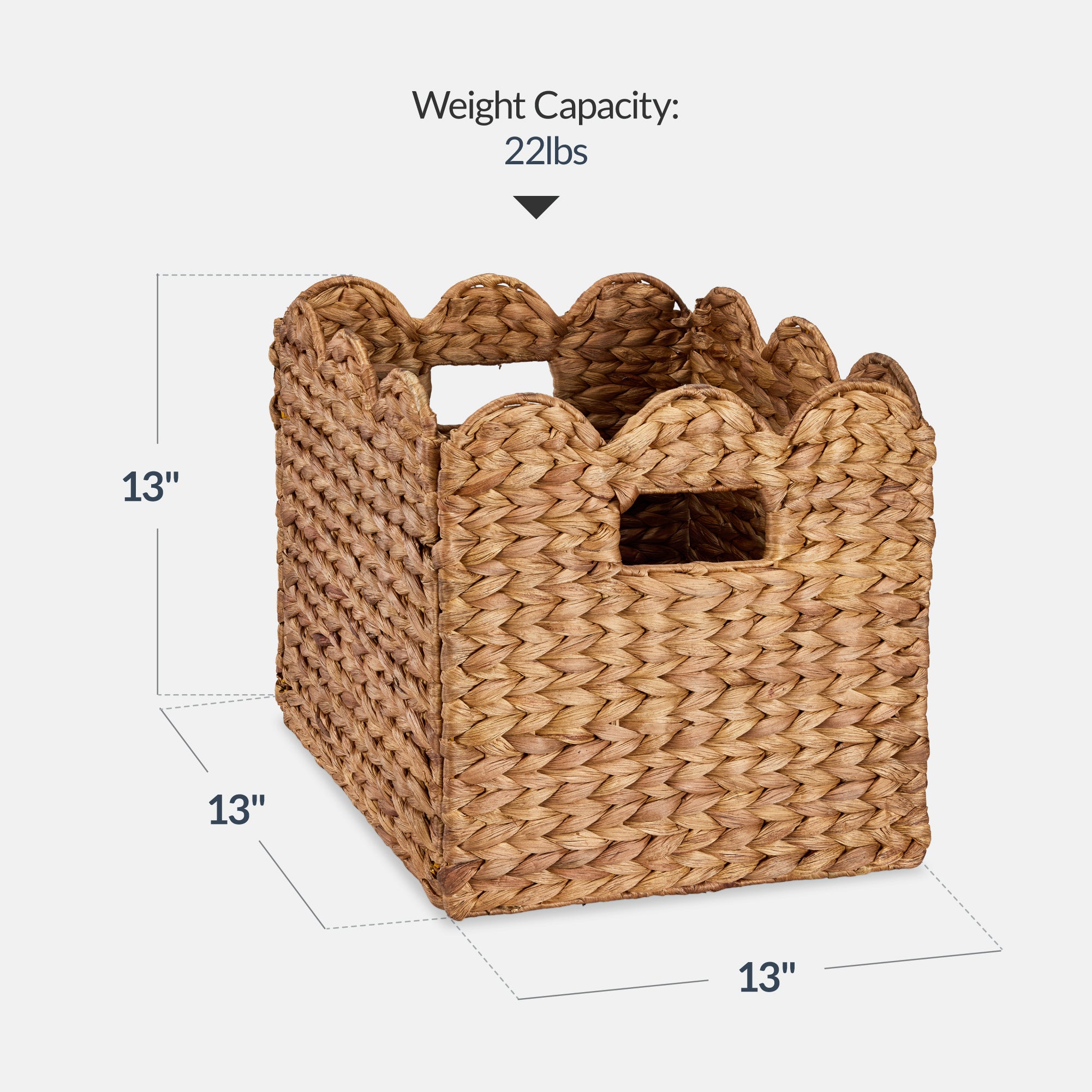 Scalloped 13 x 13in Hyacinth Storage Basket Set of 5 - Image 10
