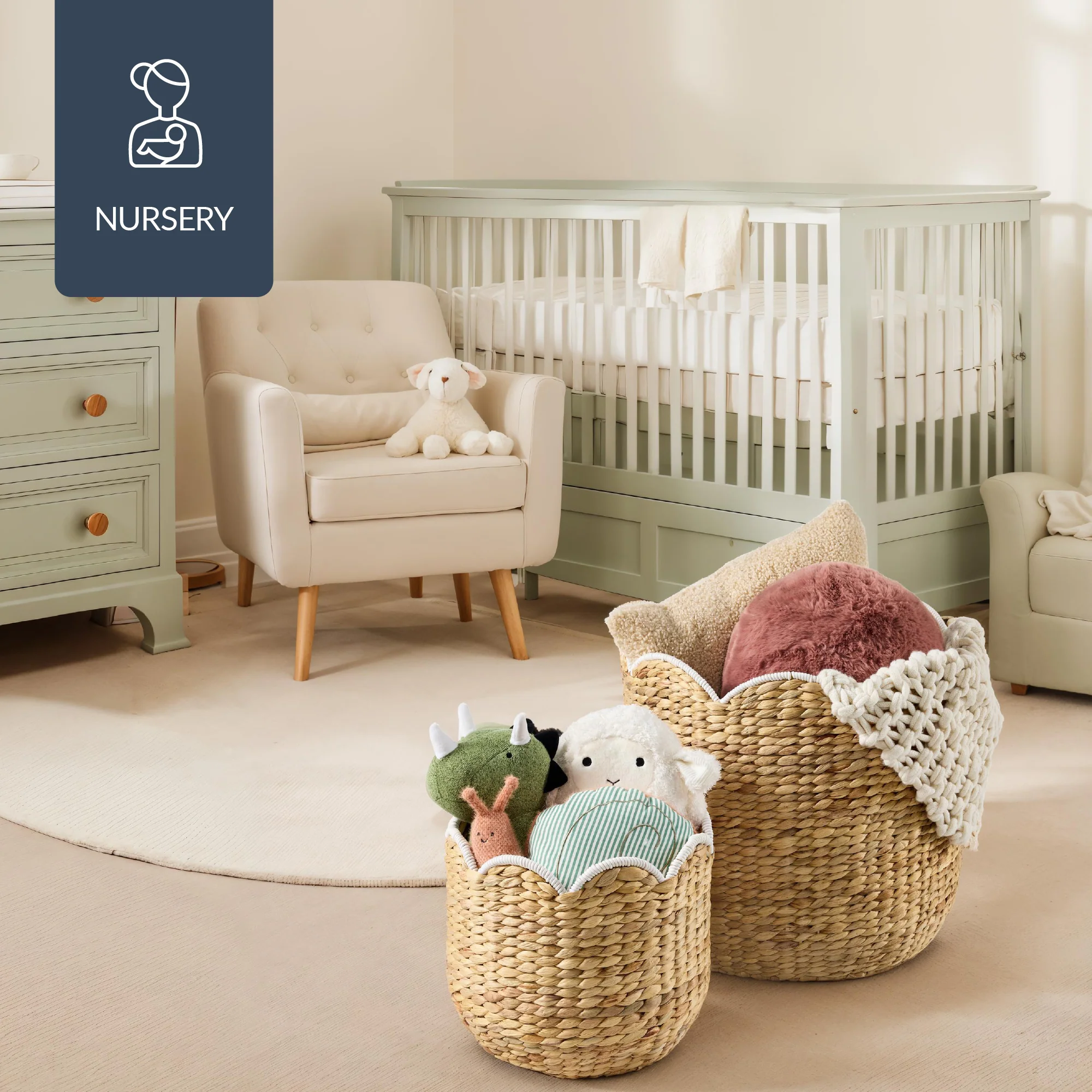 Scalloped 3PC Water Hyacinth Nesting Baskets - Image 15