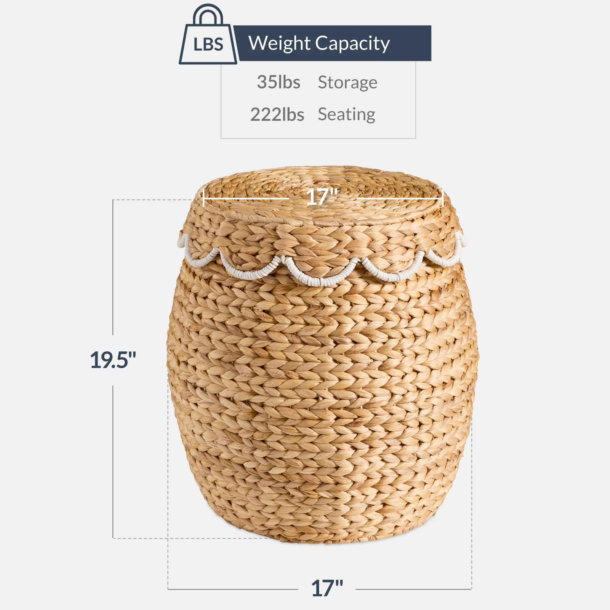 Scalloped Hyacinth Storage Tote Basket - Image 2