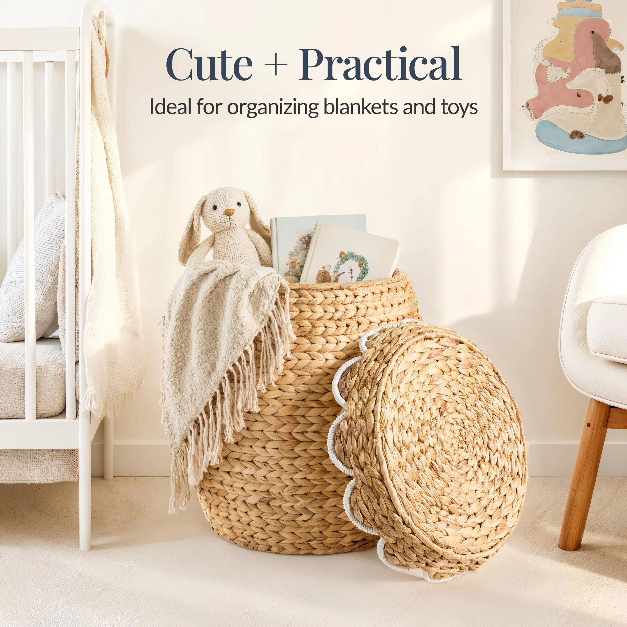 Scalloped Hyacinth Storage Tote Basket - Image 7