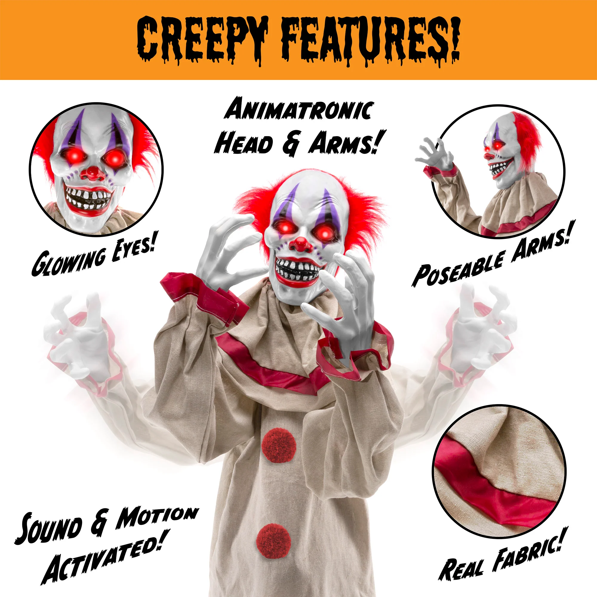 Scary Harry the Motion Activated Animatronic Killer Clown Halloween Prop - Image 4