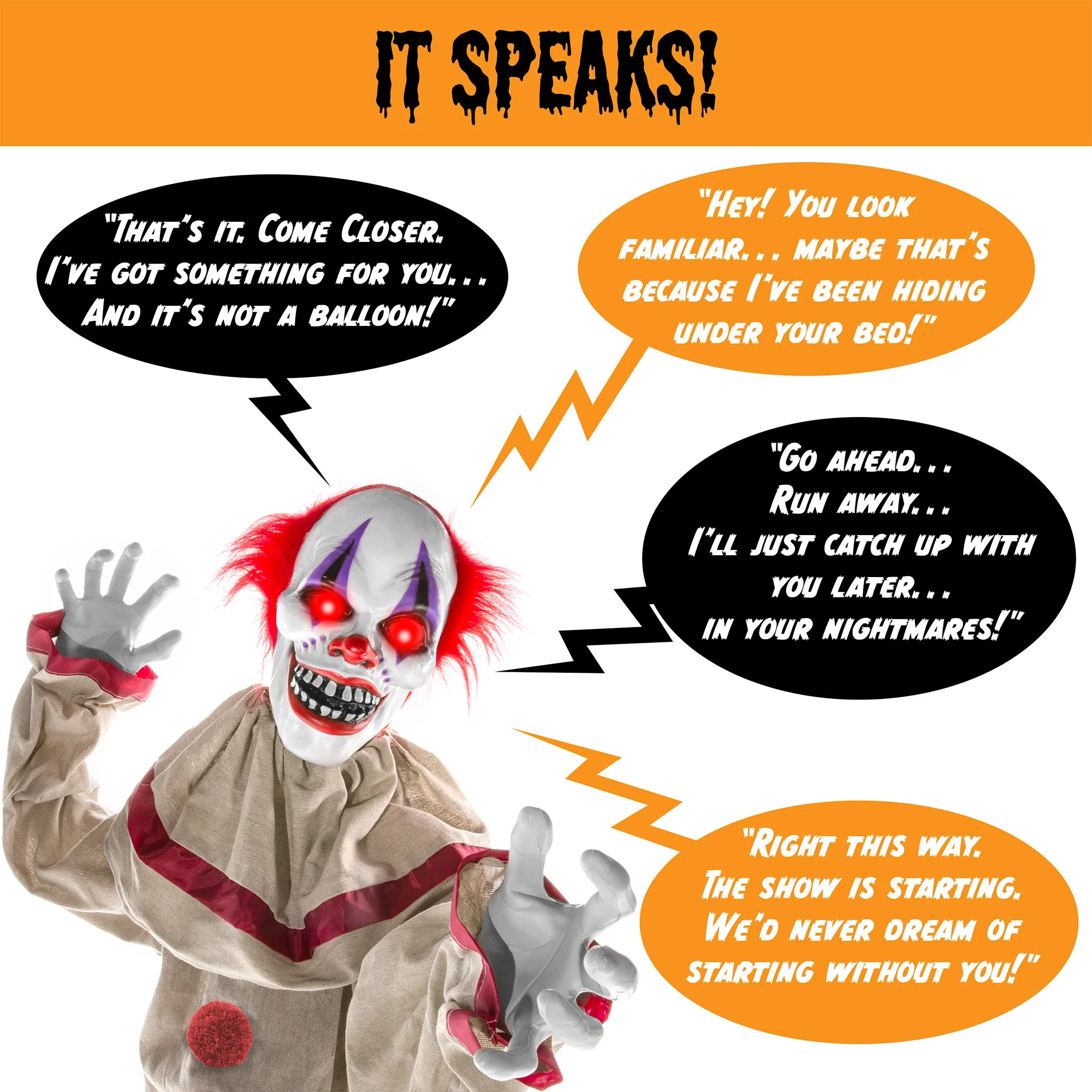 Scary Harry the Motion Activated Animatronic Killer Clown Halloween Prop - Image 5