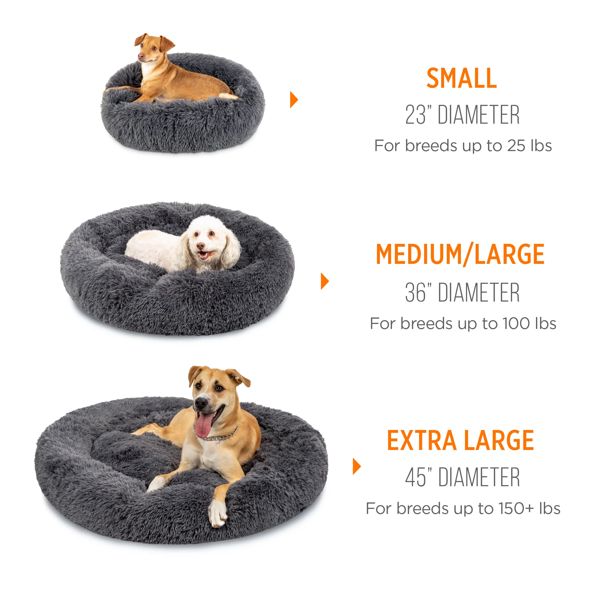 Self-Warming Shag Fur Calming Pet Bed w/ Water-Resistant Lining - Gray - Image 7