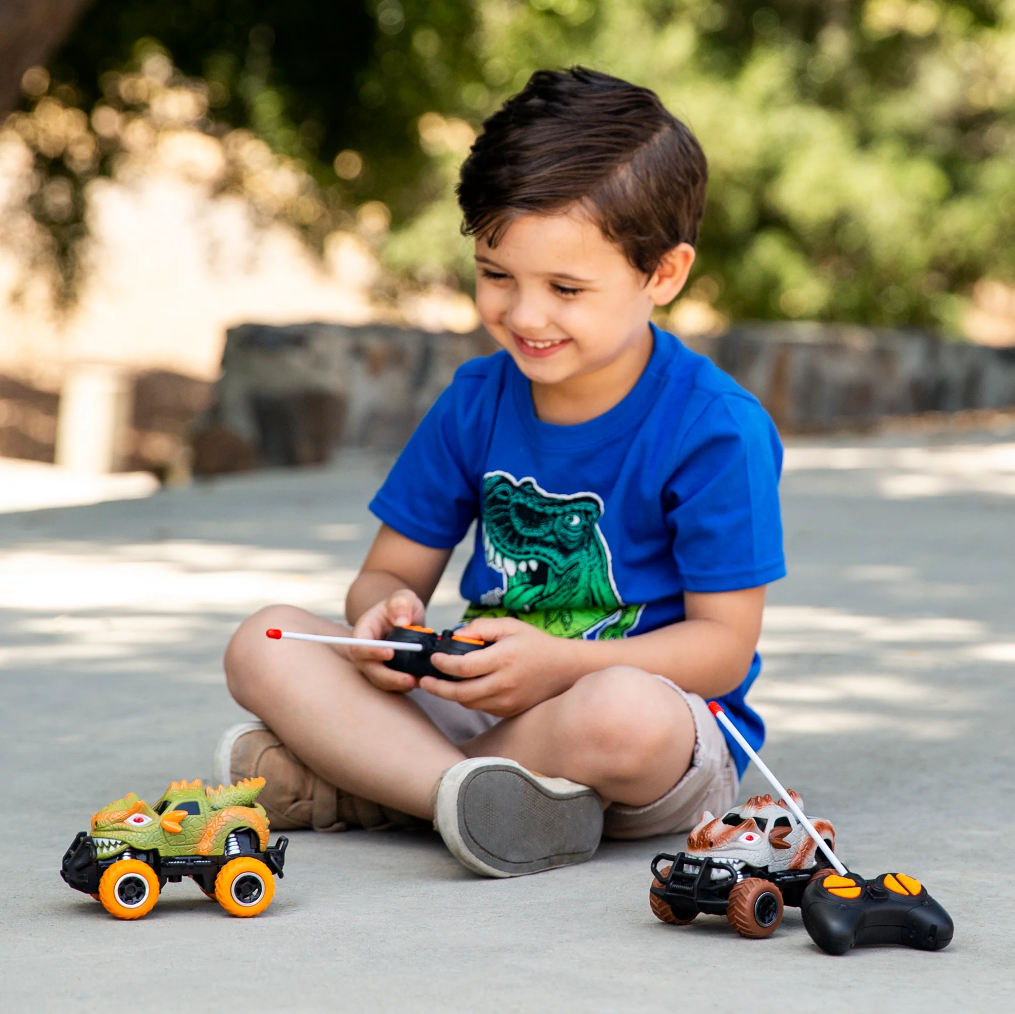 Set of 2 27MHz Mini Toy Dinosaur RC Remote Control Cars w/ 9mph Max Speed - Image 3
