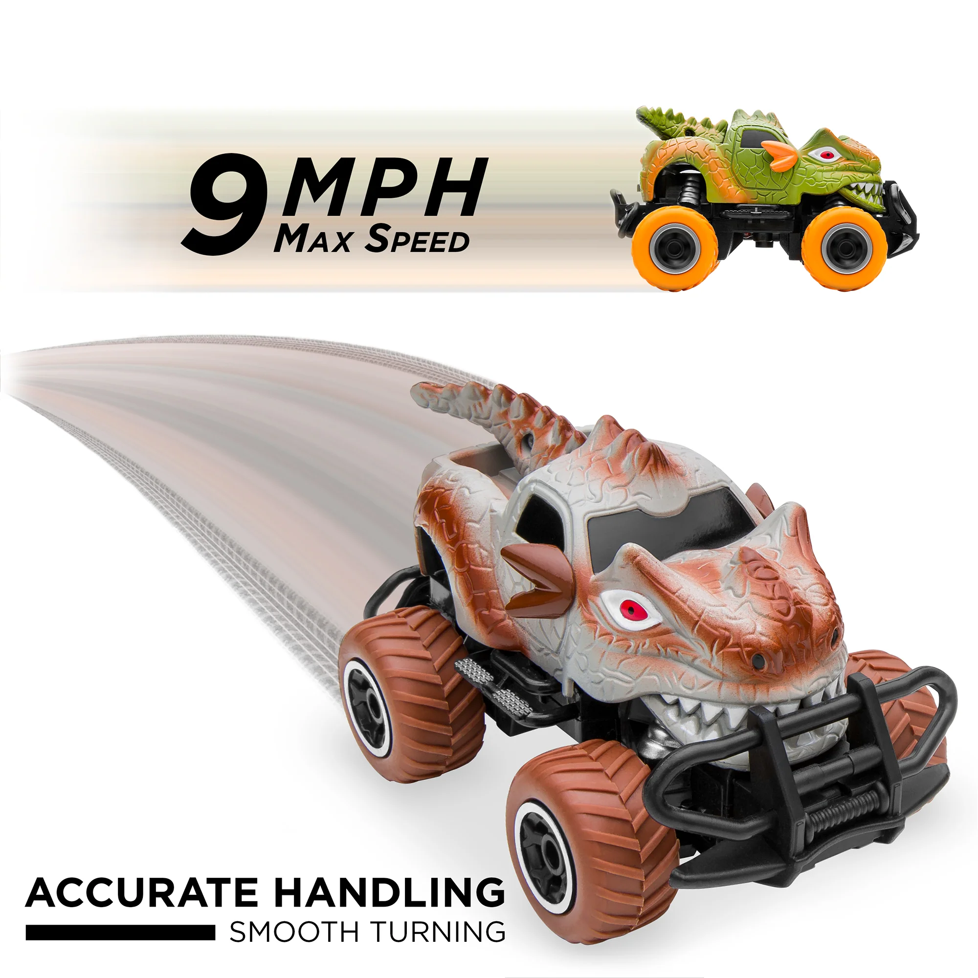 Set of 2 27MHz Mini Toy Dinosaur RC Remote Control Cars w/ 9mph Max Speed - Image 4