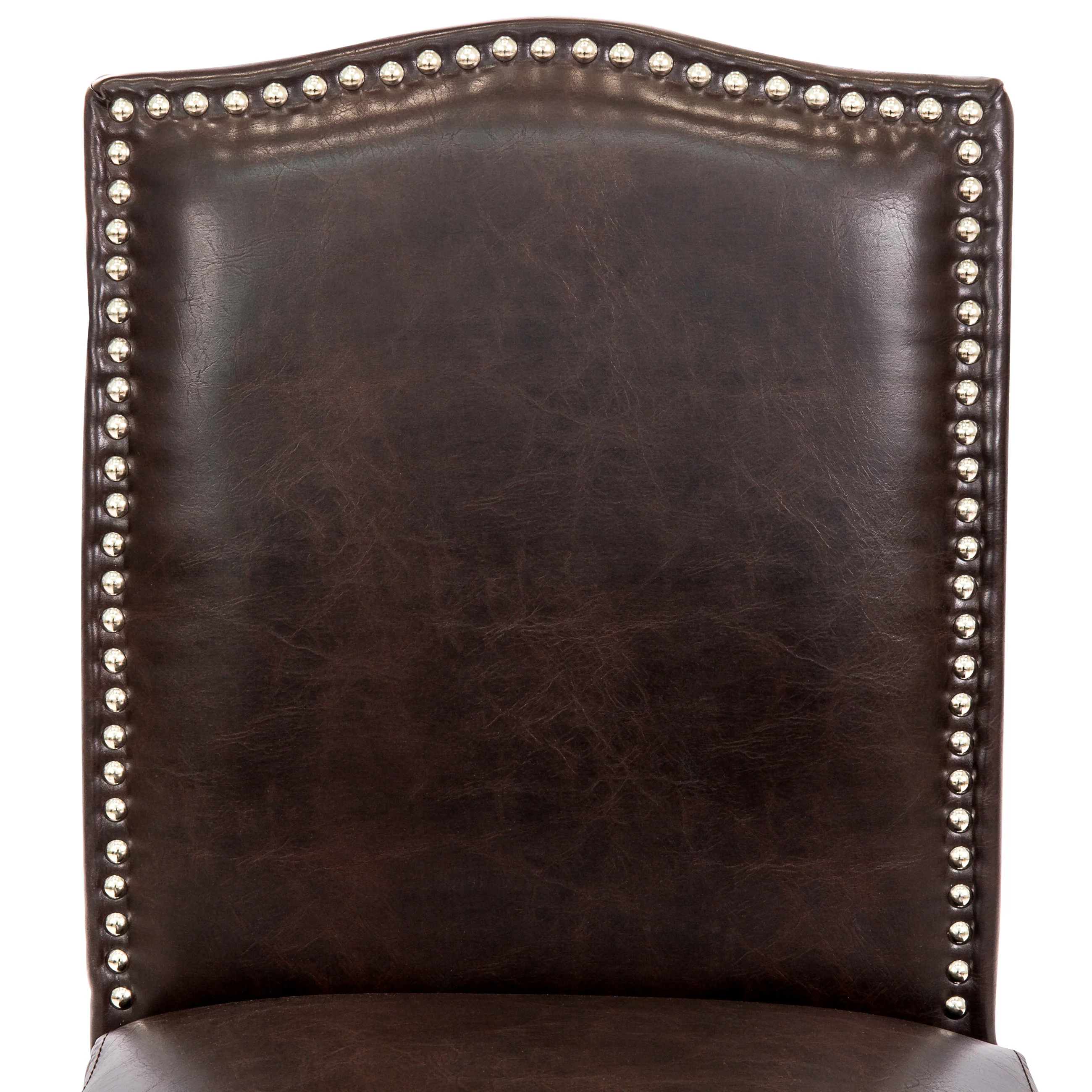 Set of 2 30in Faux Leather Counter Height Bar Stools w/ Studded Trim Back - Image 4