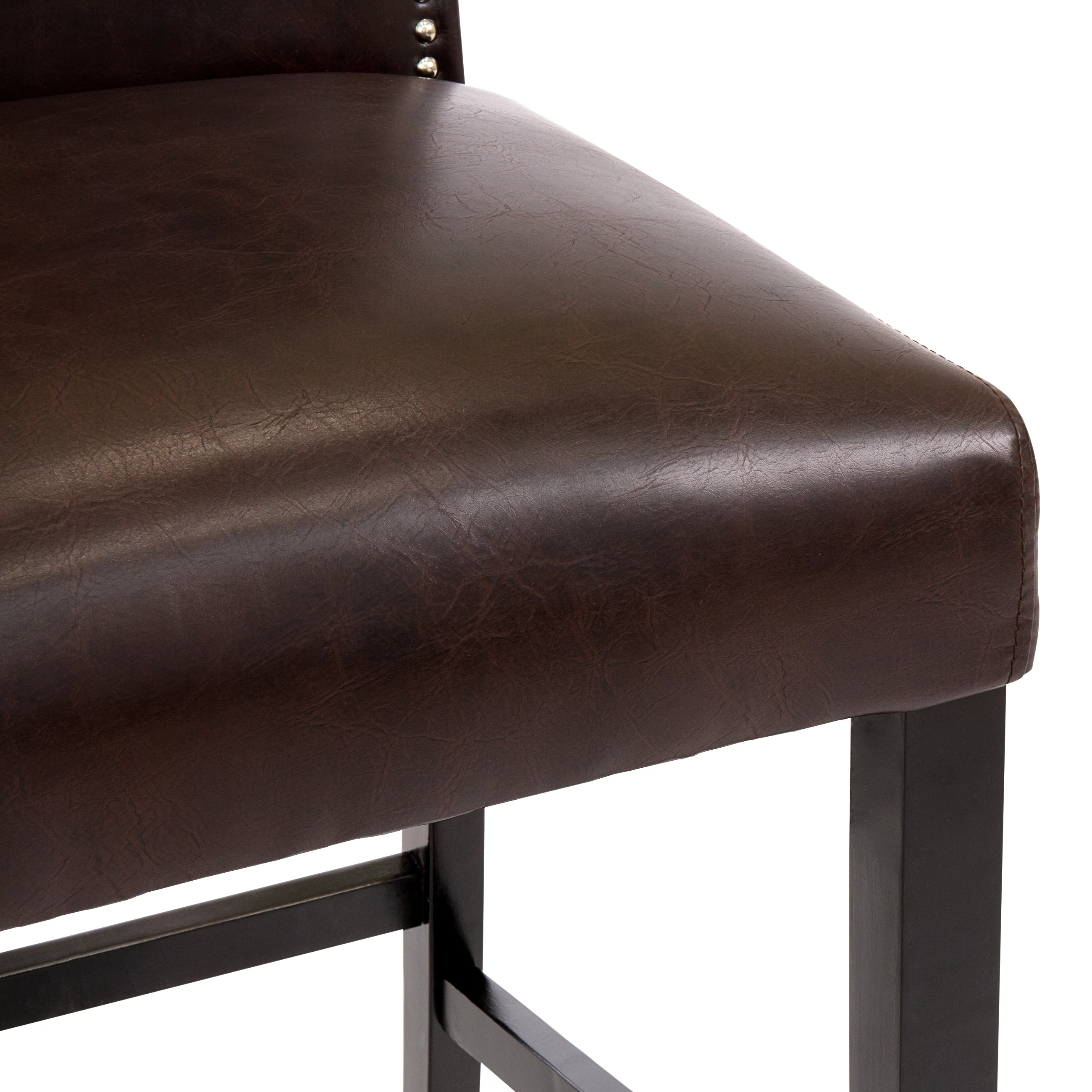 Set of 2 30in Faux Leather Counter Height Bar Stools w/ Studded Trim Back - Image 5