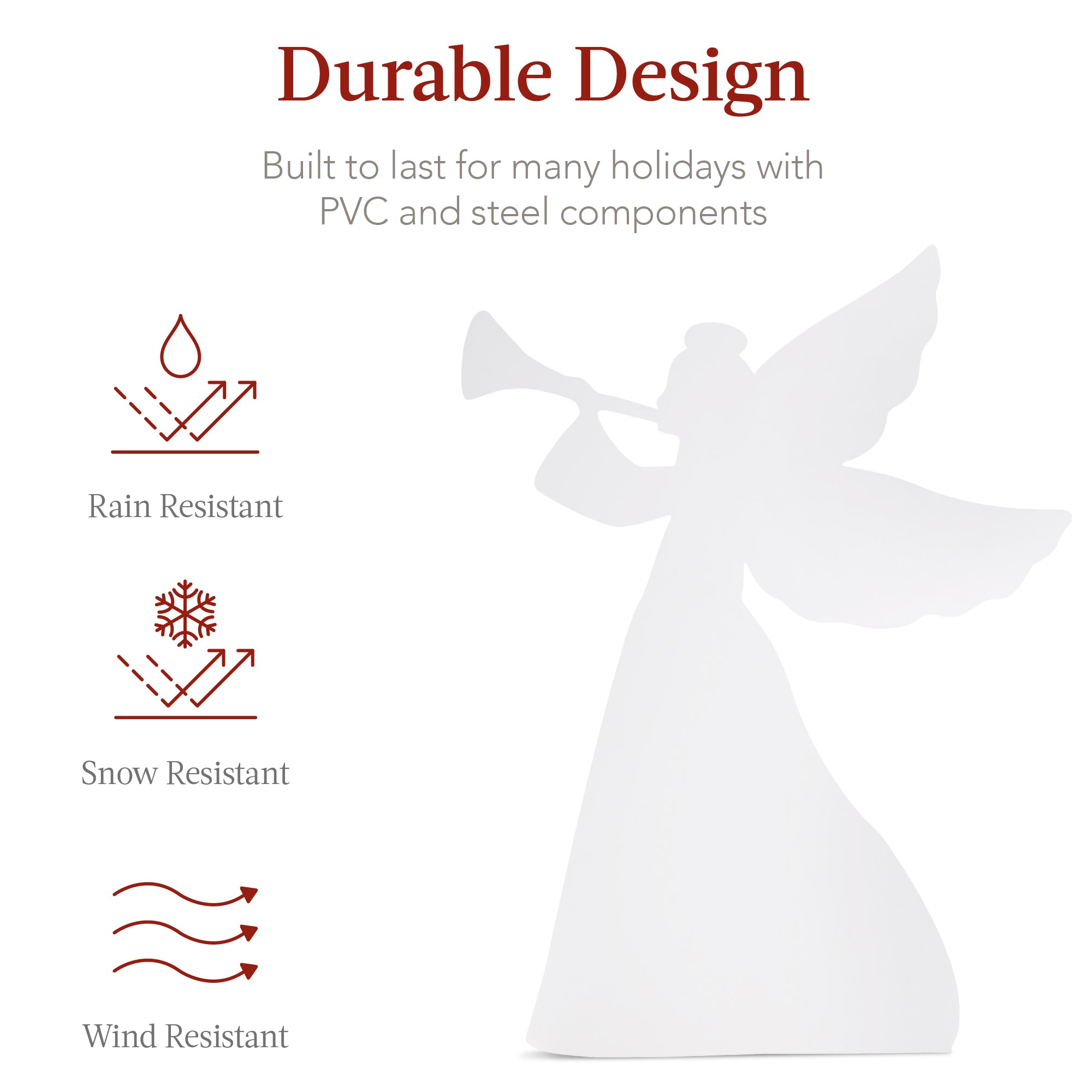 Set of 2 Christmas Angel Yard Decorations w/ Weather-Resistant PVC - 3ft - Image 5