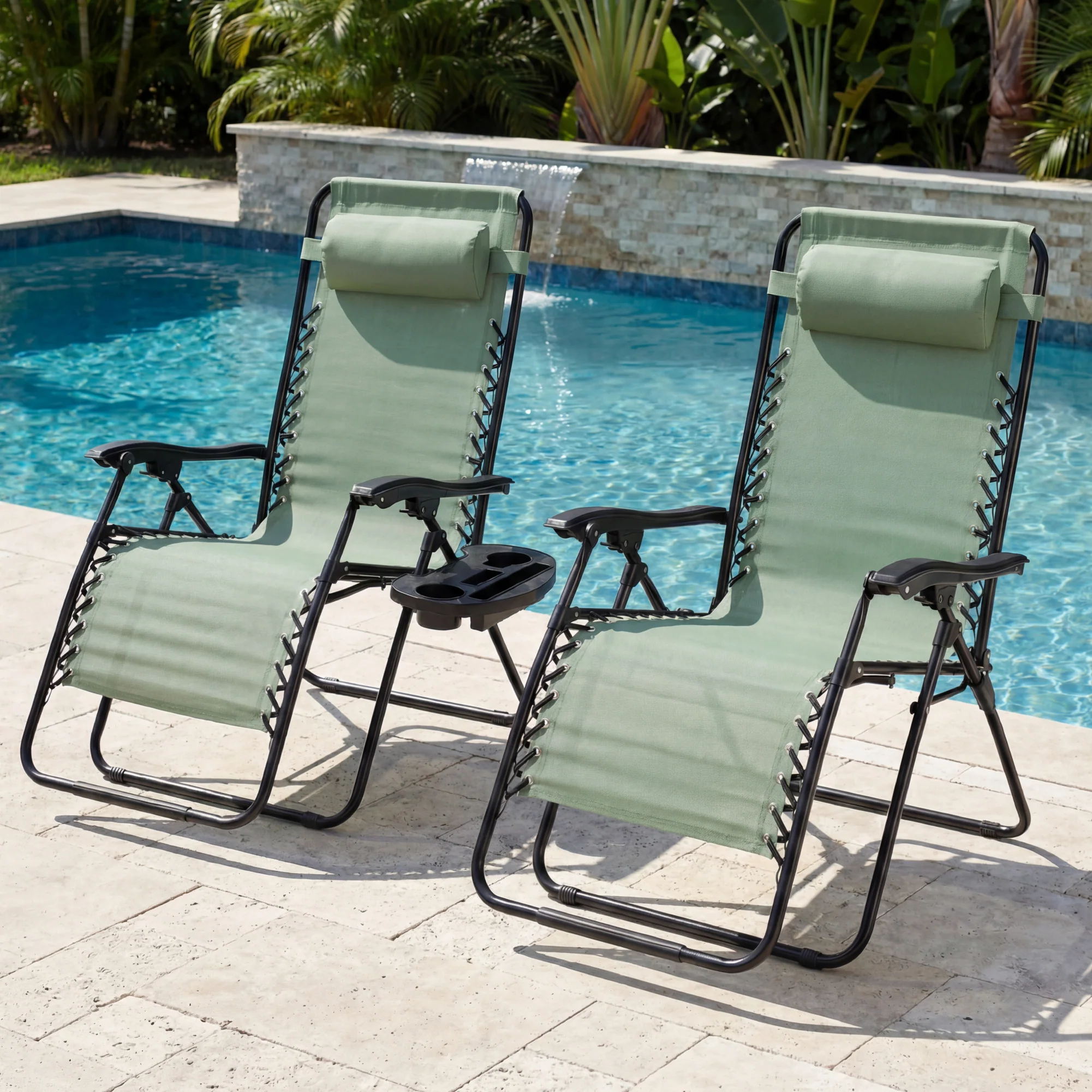 Set of 2 Extra Wide Adjustable Zero Gravity Patio Chair Recliners - Image 100