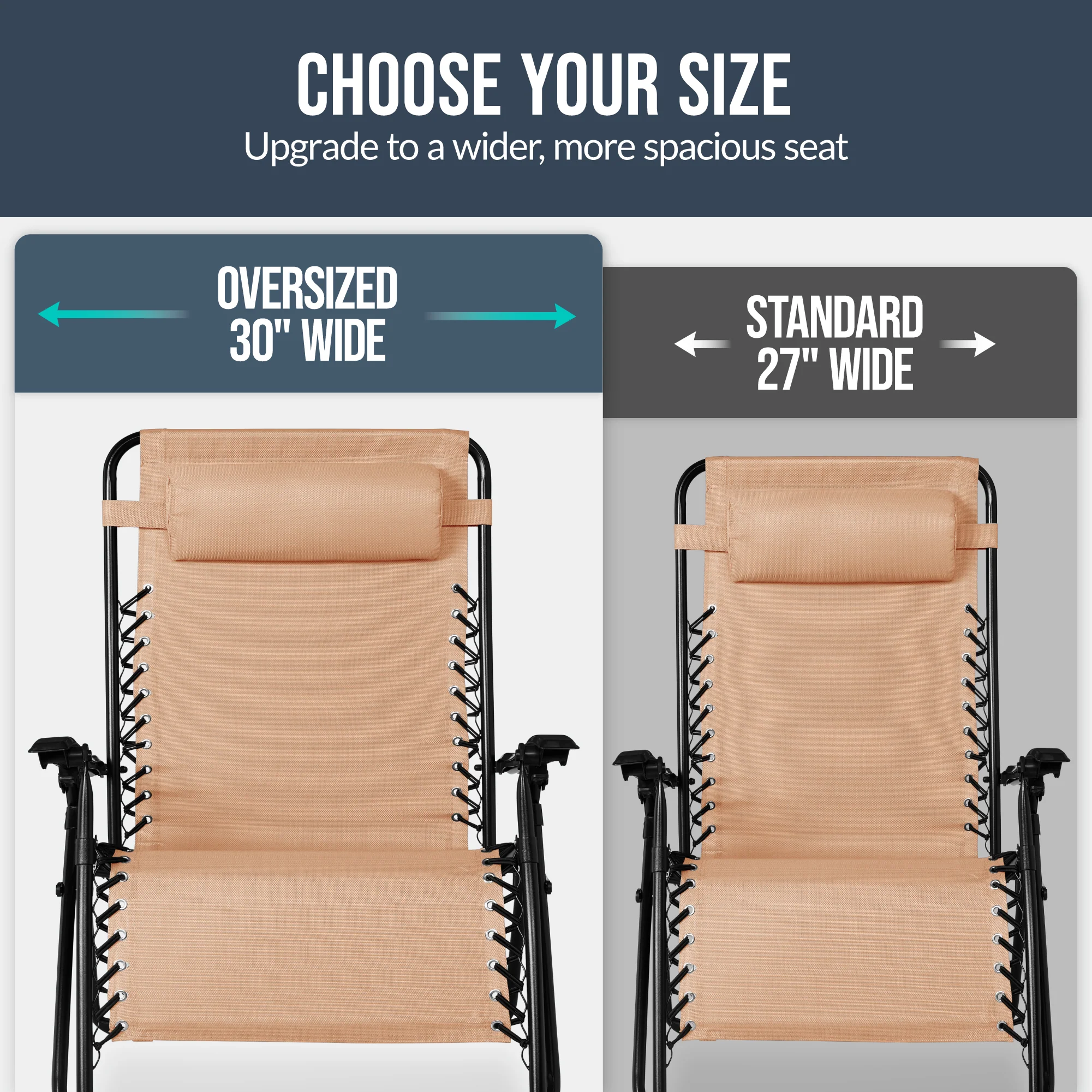 Set of 2 Extra Wide Adjustable Zero Gravity Patio Chair Recliners - Image 107