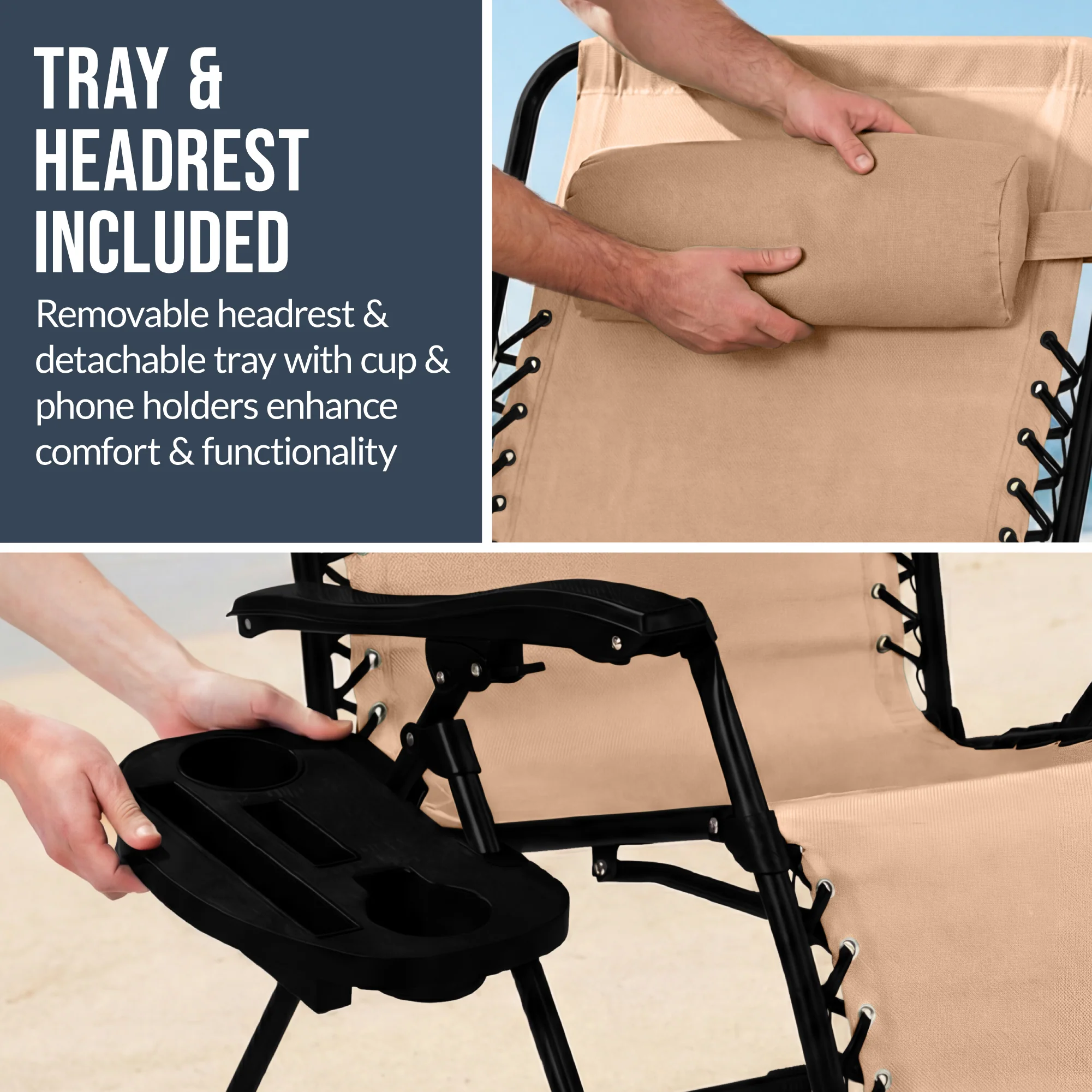 Set of 2 Extra Wide Adjustable Zero Gravity Patio Chair Recliners - Image 112