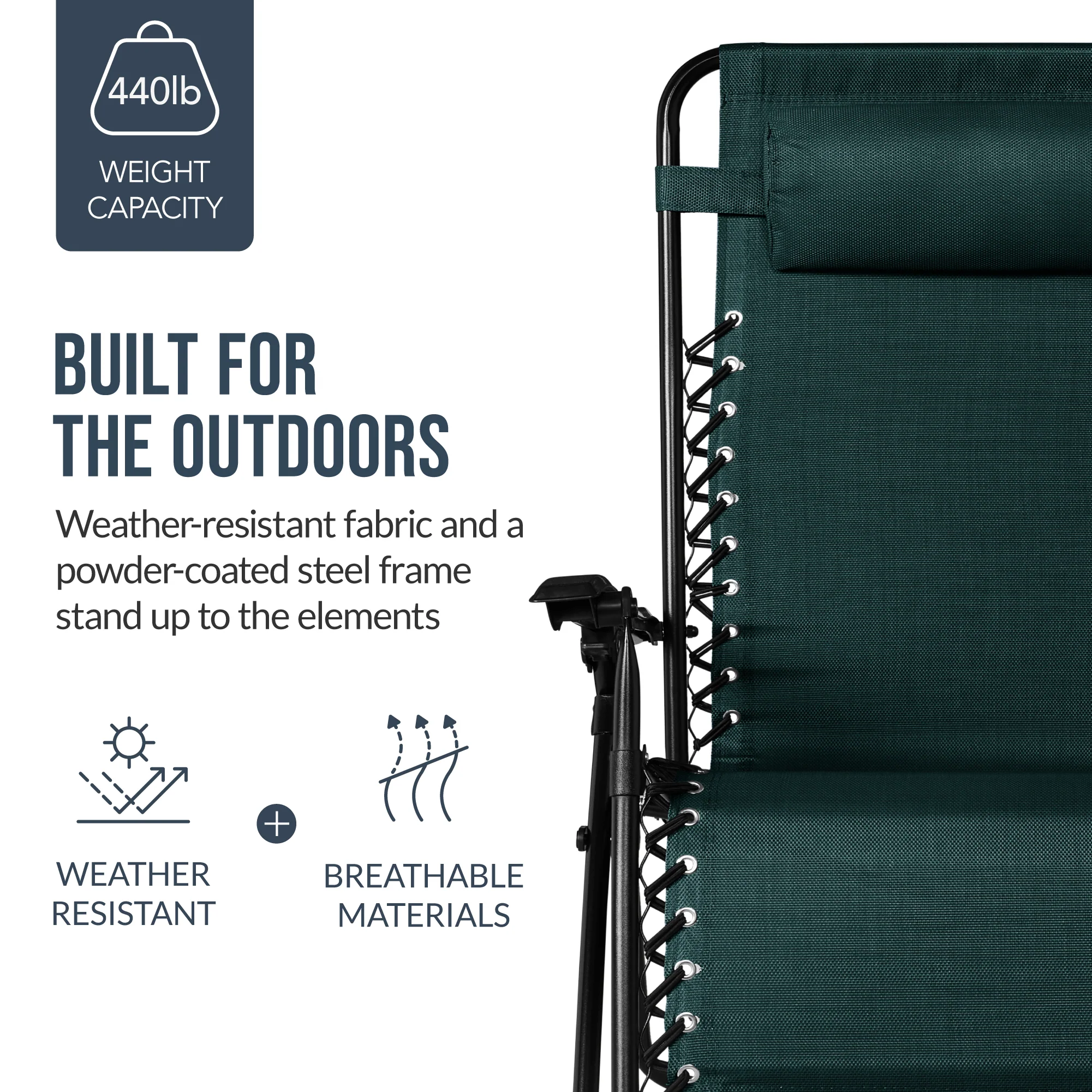 Set of 2 Extra Wide Adjustable Zero Gravity Patio Chair Recliners - Image 182