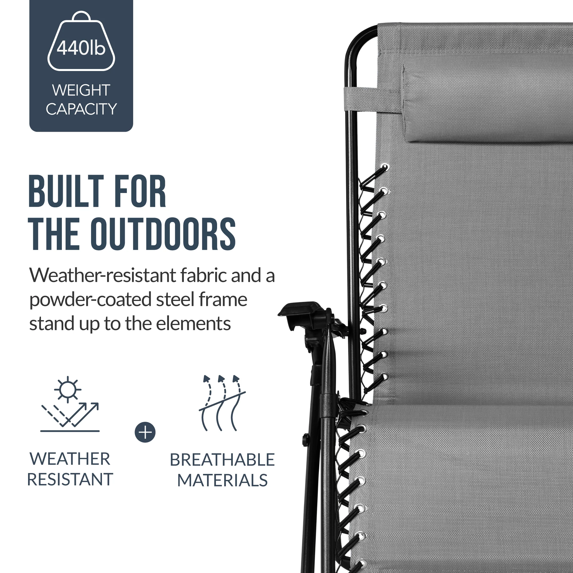 Set of 2 Extra Wide Adjustable Zero Gravity Patio Chair Recliners - Image 198