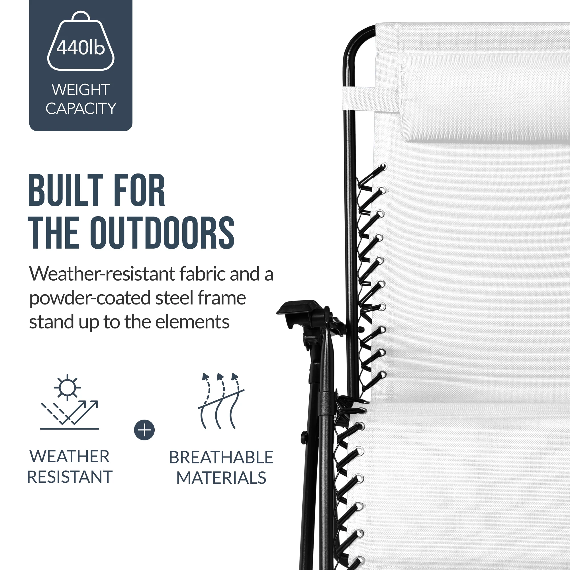 Set of 2 Extra Wide Adjustable Zero Gravity Patio Chair Recliners - Image 222