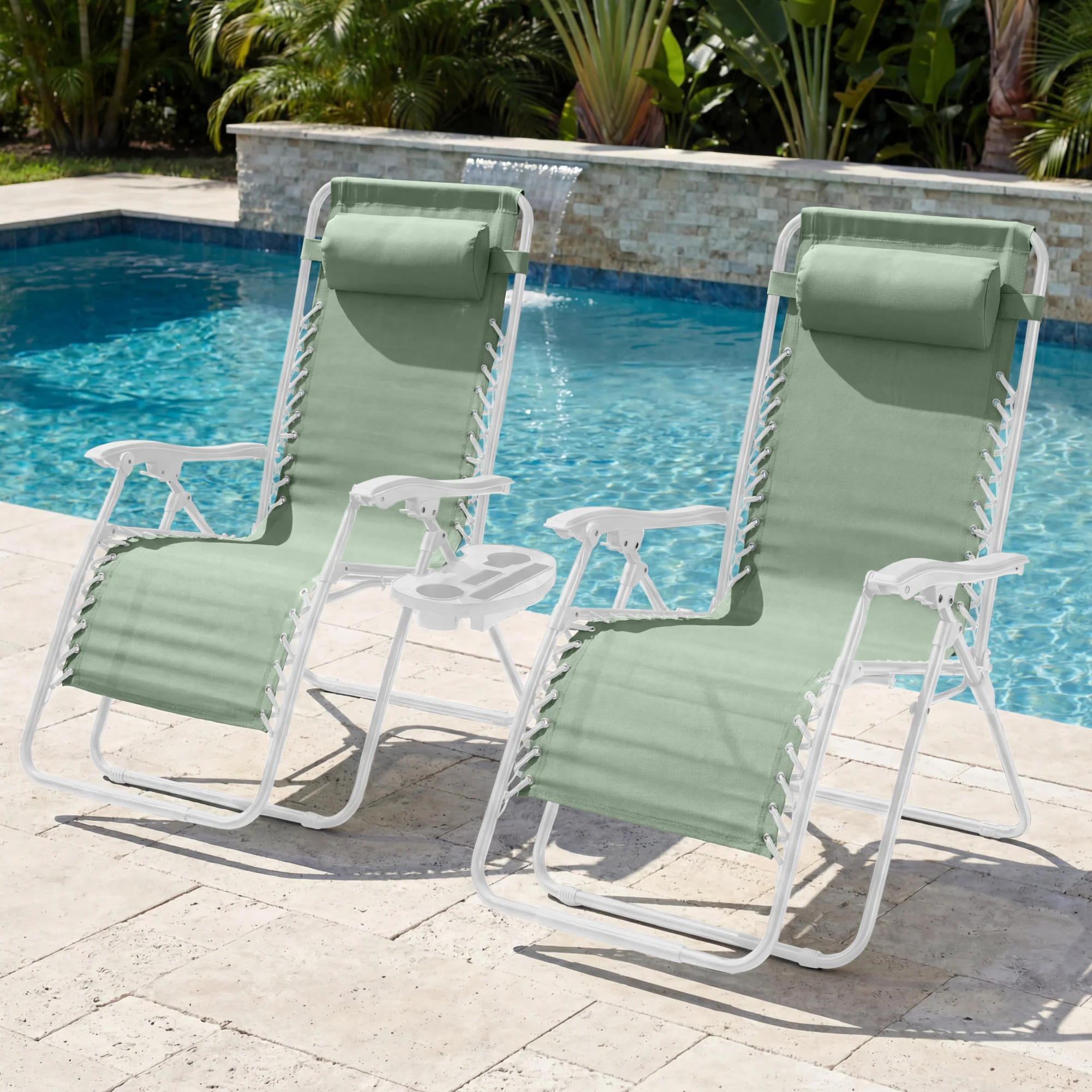Set of 2 Extra Wide Adjustable Zero Gravity Patio Chair Recliners - Image 228