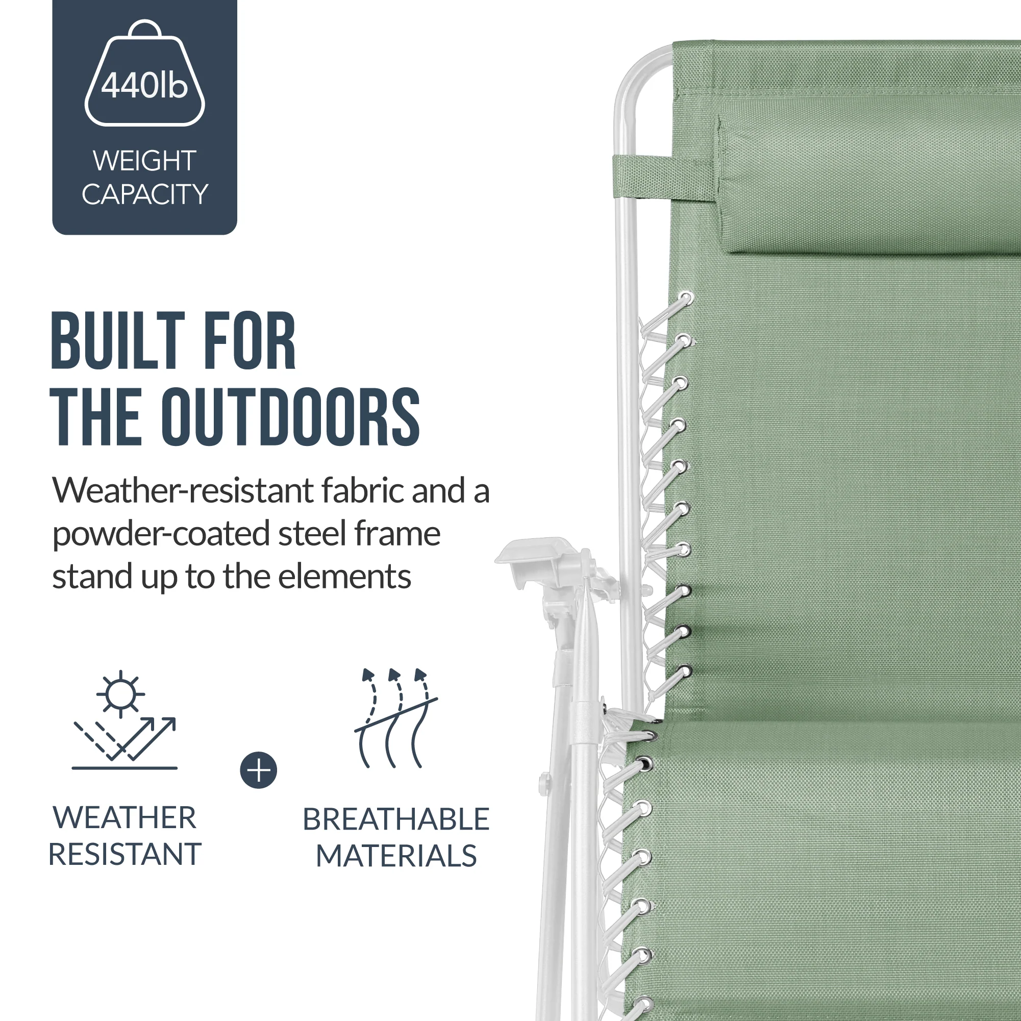Set of 2 Extra Wide Adjustable Zero Gravity Patio Chair Recliners - Image 230