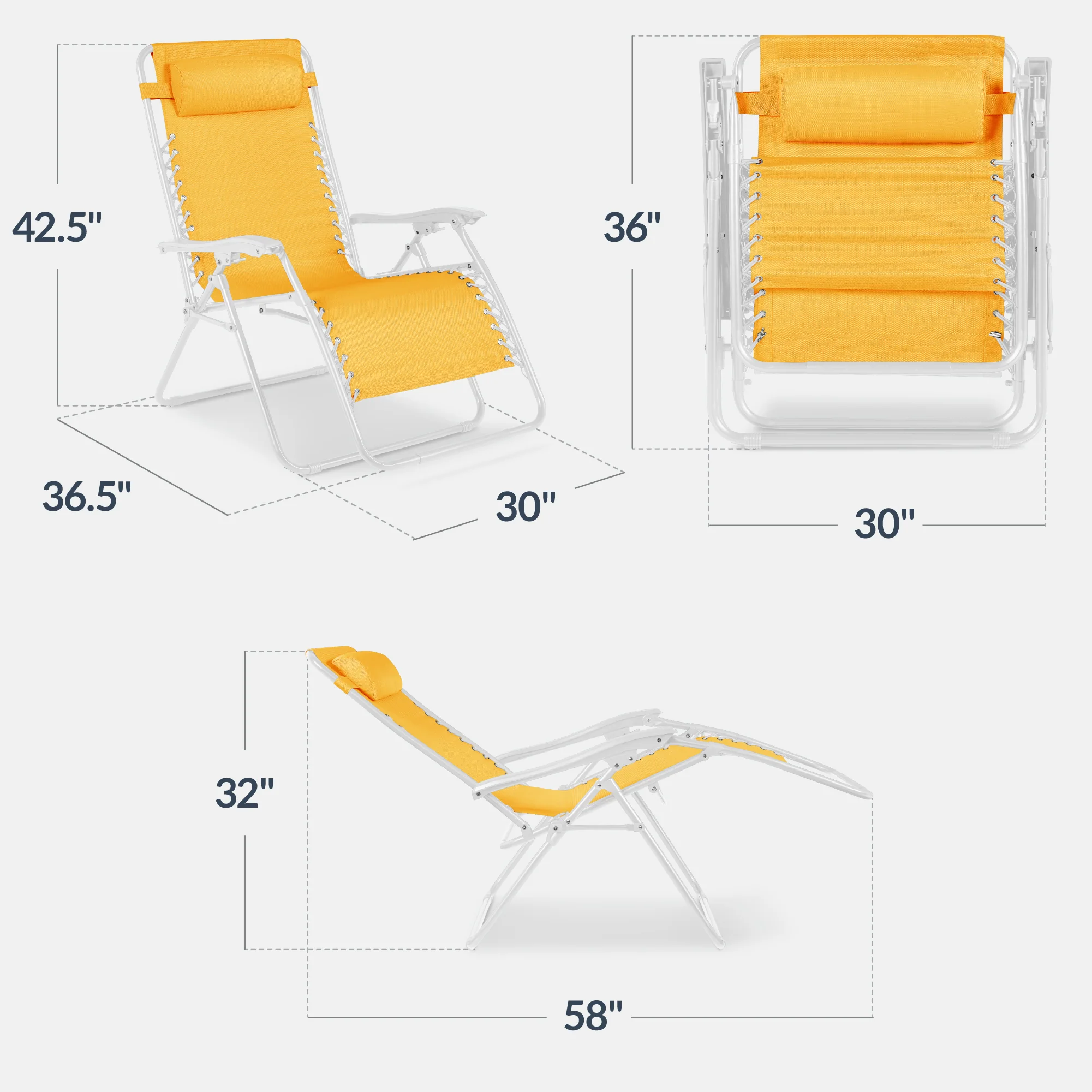 Set of 2 Extra Wide Adjustable Zero Gravity Patio Chair Recliners - Image 242