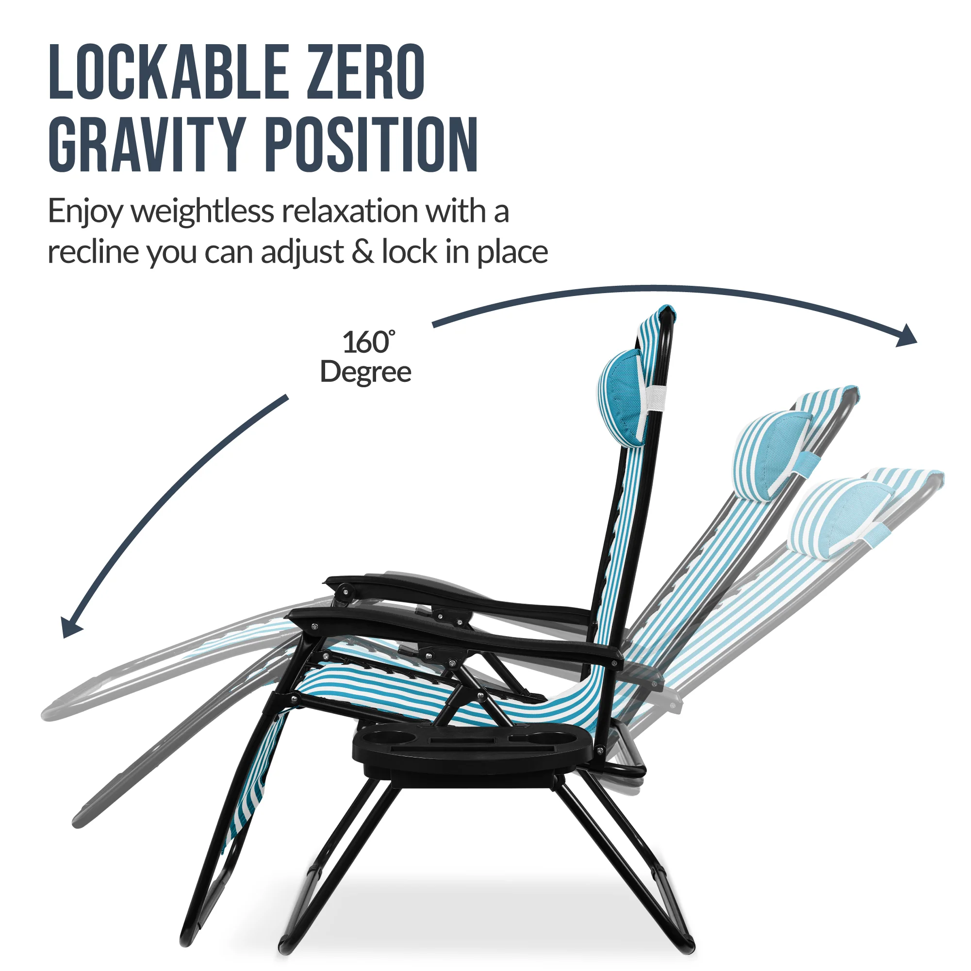 Set of 2 Extra Wide Adjustable Zero Gravity Patio Chair Recliners - Image 29