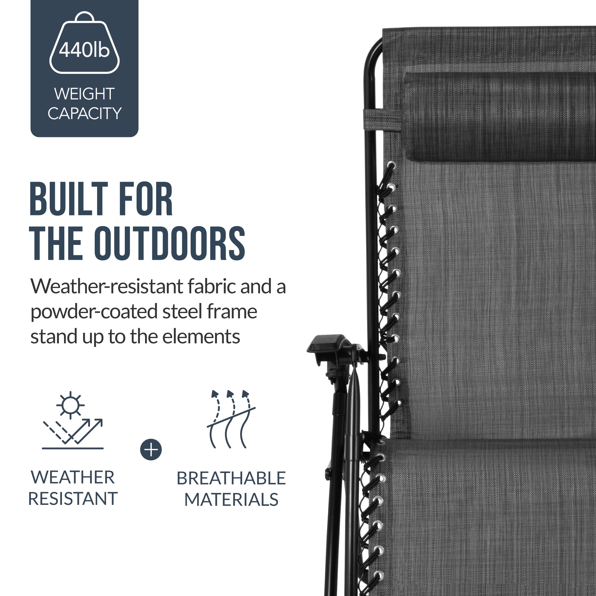 Set of 2 Extra Wide Adjustable Zero Gravity Patio Chair Recliners - Image 38
