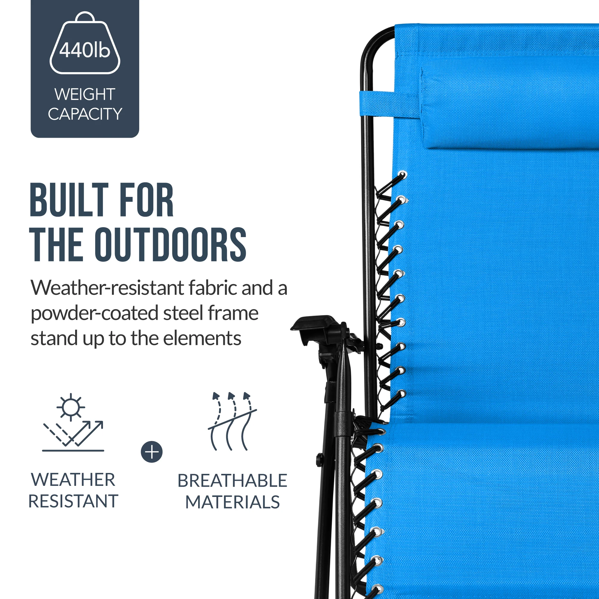 Set of 2 Extra Wide Adjustable Zero Gravity Patio Chair Recliners - Image 54