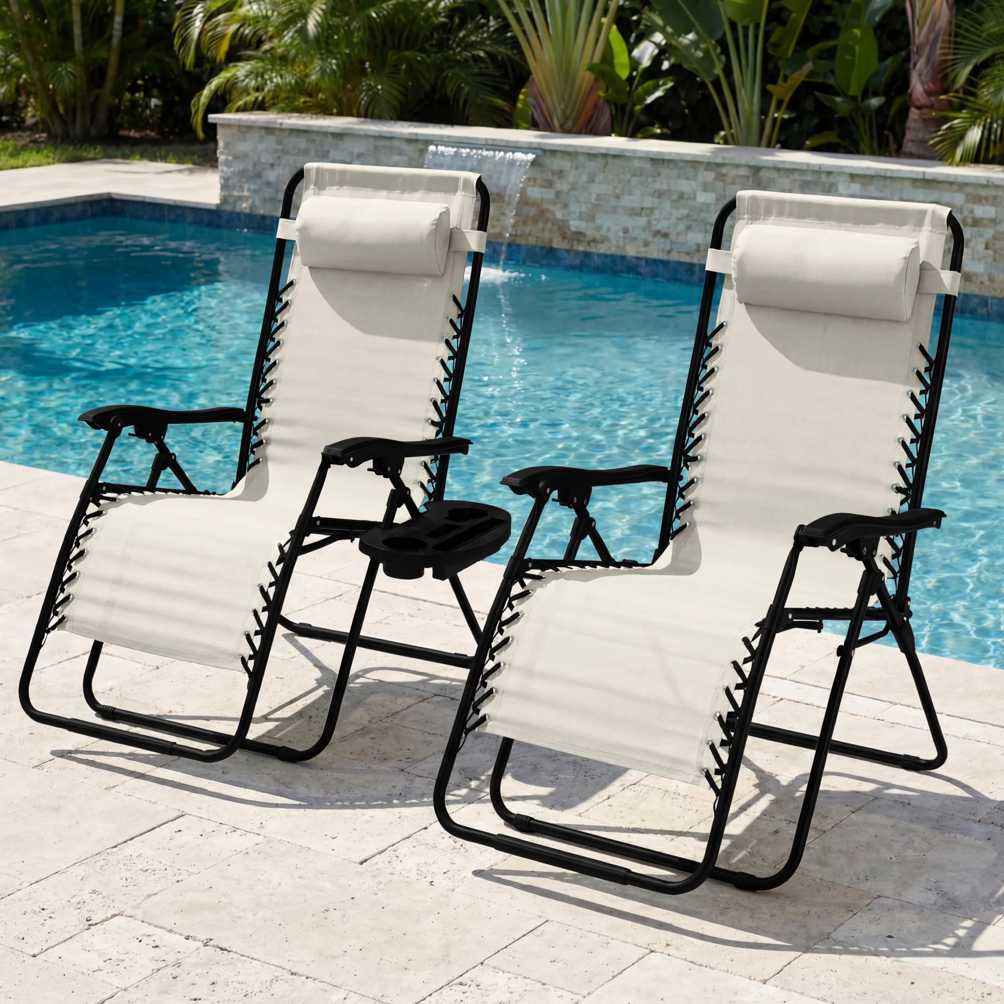 Set of 2 Extra Wide Adjustable Zero Gravity Patio Chair Recliners - Image 60