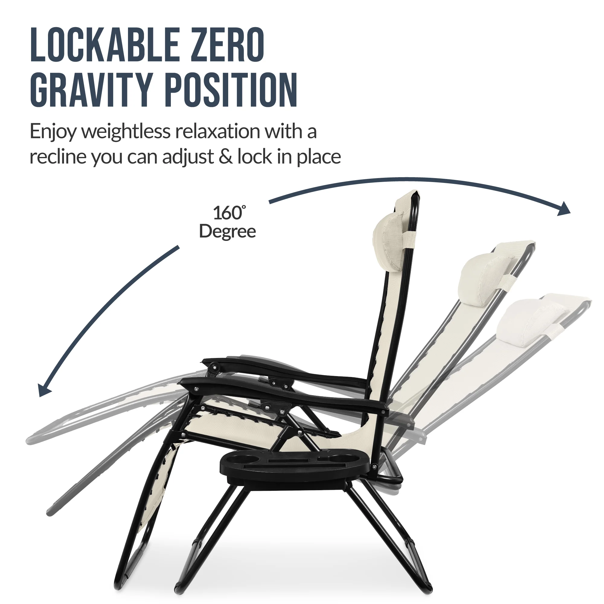 Set of 2 Extra Wide Adjustable Zero Gravity Patio Chair Recliners - Image 61