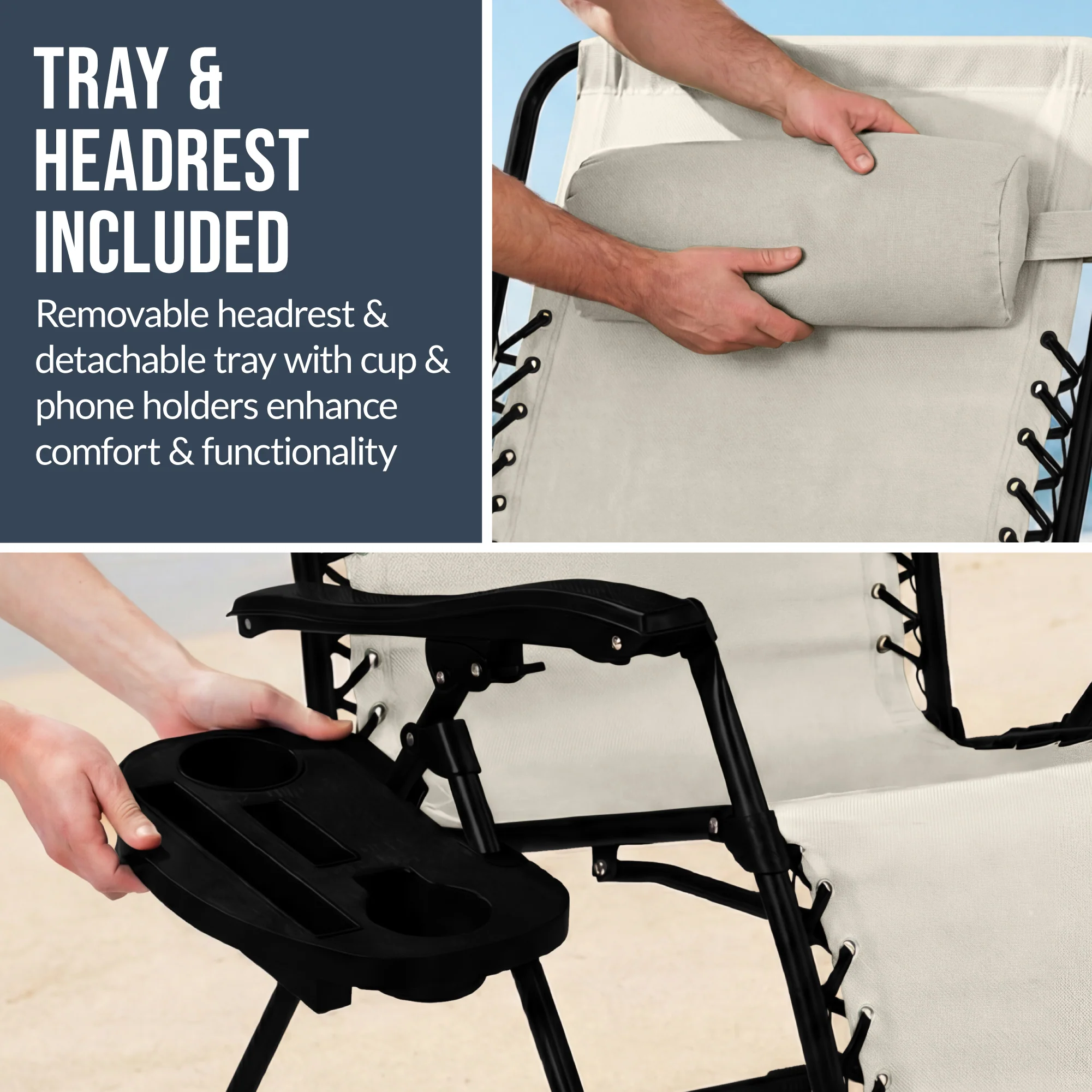 Set of 2 Extra Wide Adjustable Zero Gravity Patio Chair Recliners - Image 64