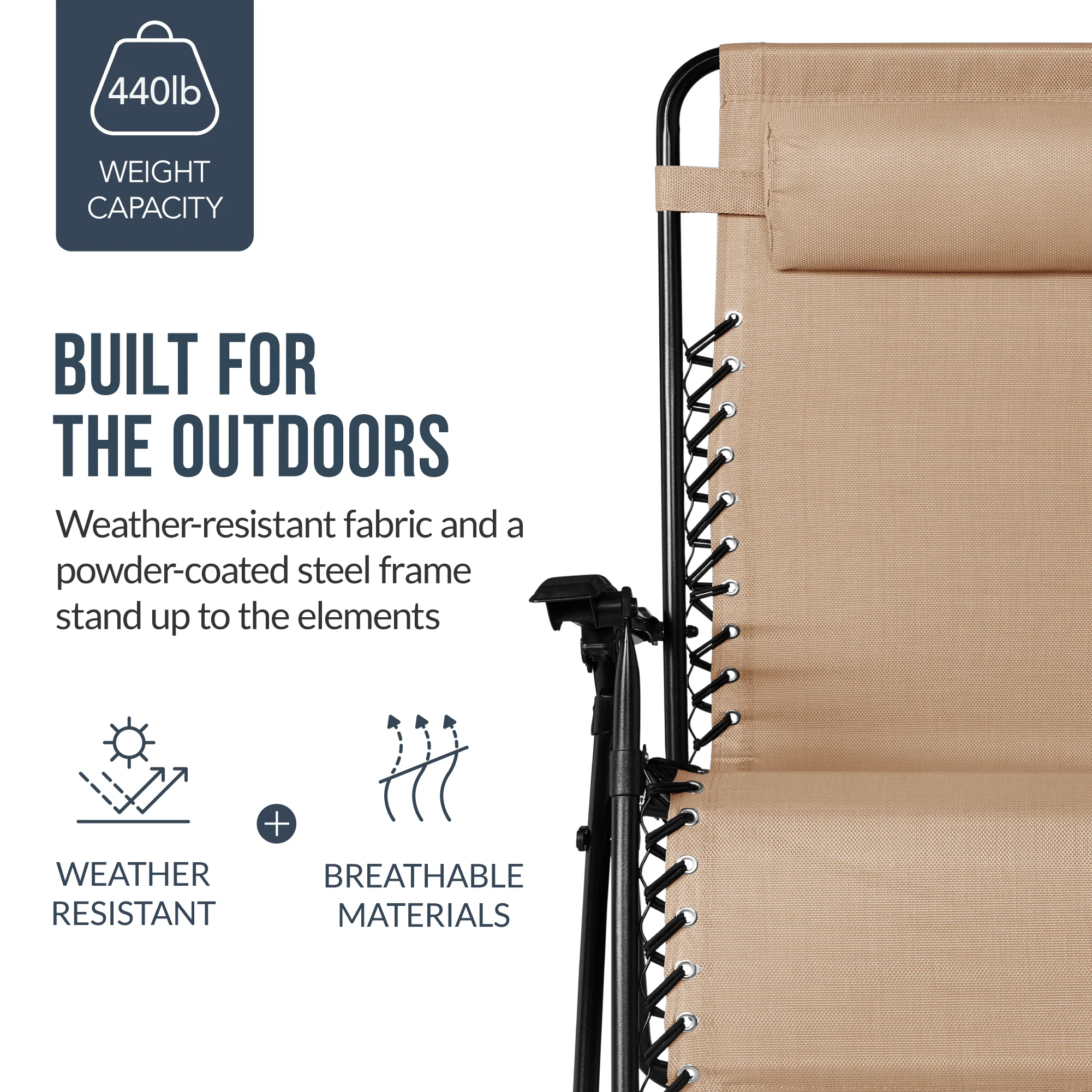 Set of 2 Extra Wide Adjustable Zero Gravity Patio Chair Recliners - Image 70