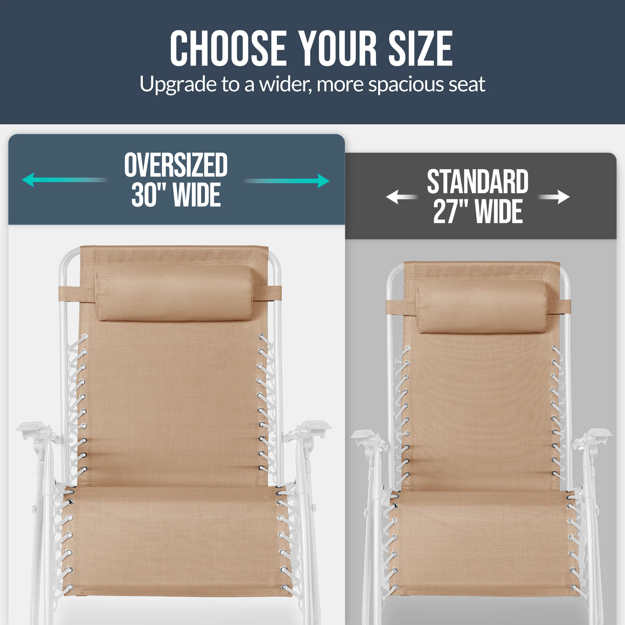 Set of 2 Extra Wide Adjustable Zero Gravity Patio Chair Recliners - Image 75