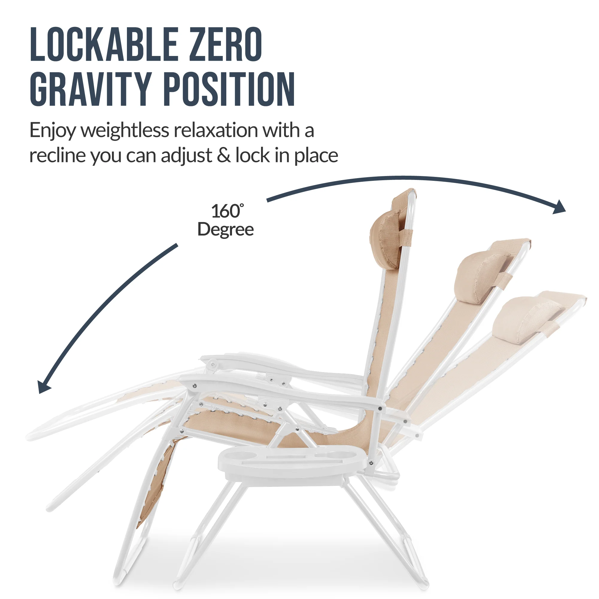 Set of 2 Extra Wide Adjustable Zero Gravity Patio Chair Recliners - Image 77