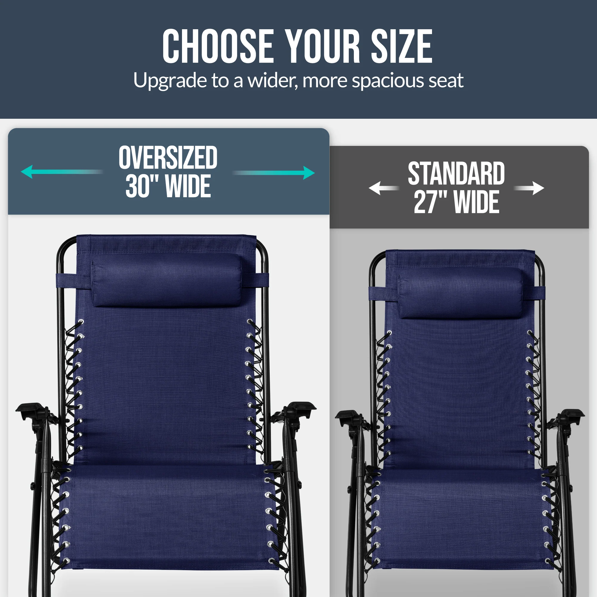 Set of 2 Extra Wide Adjustable Zero Gravity Patio Chair Recliners - Image 83