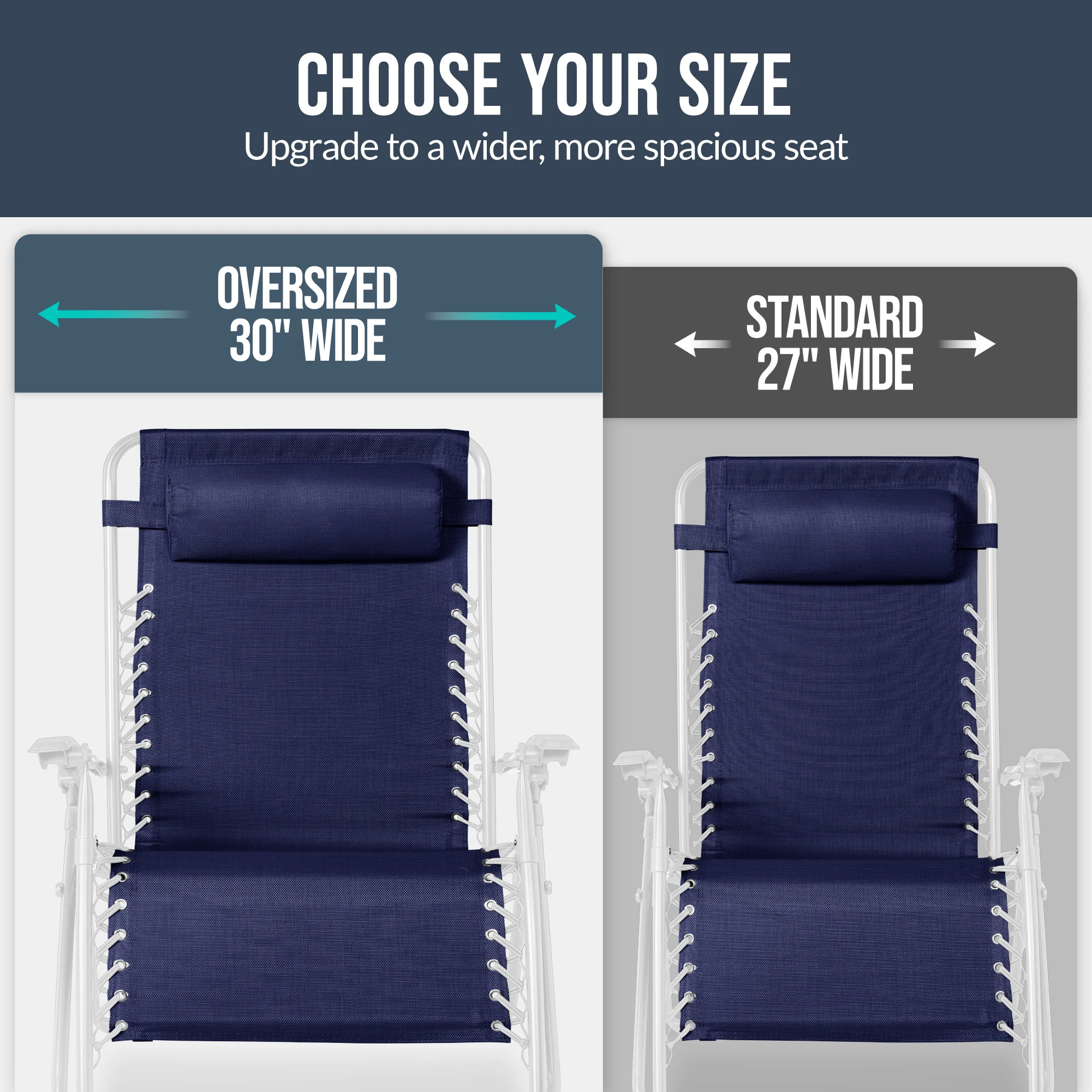 Set of 2 Extra Wide Adjustable Zero Gravity Patio Chair Recliners - Image 91